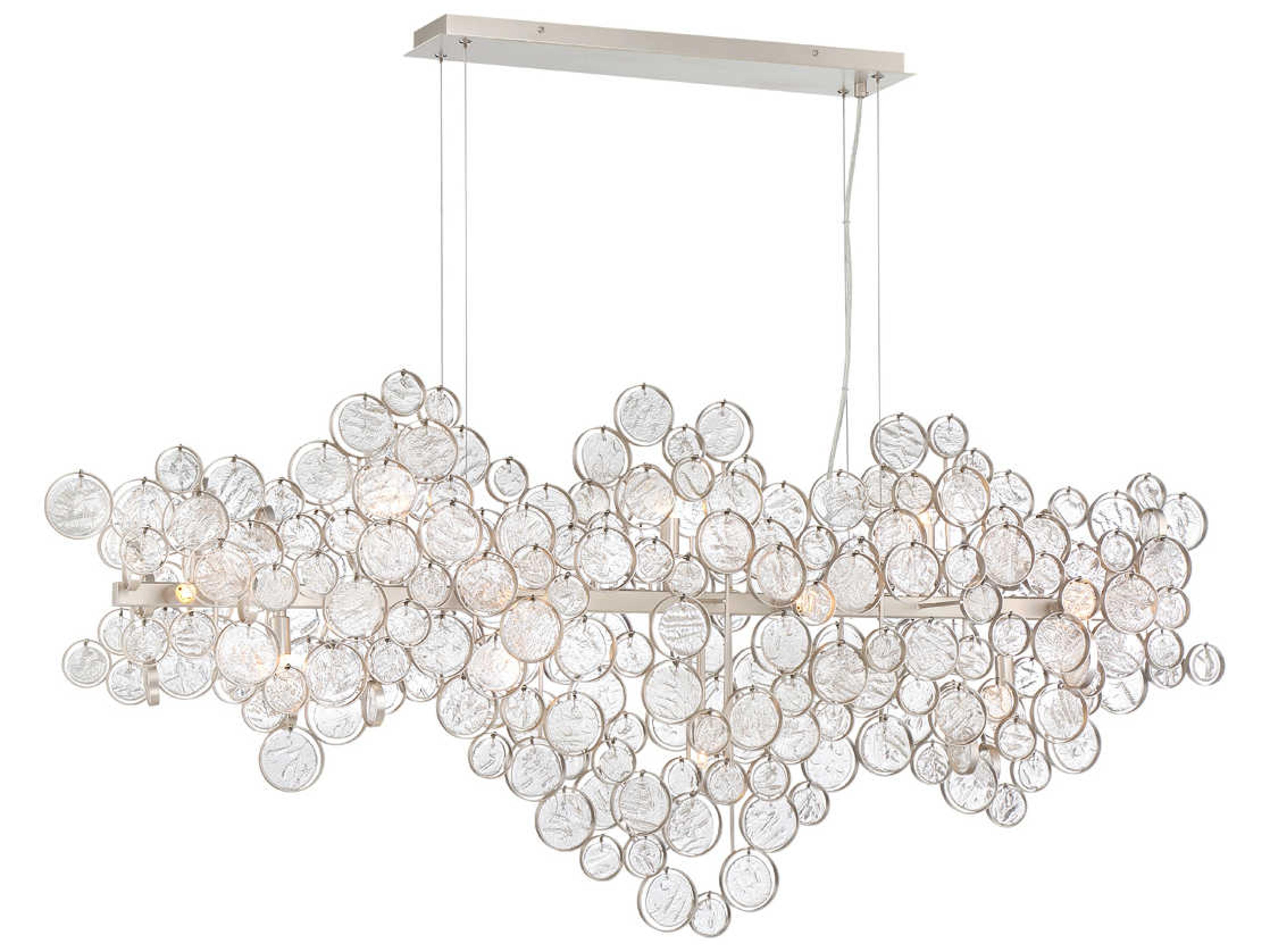 Eurofase Trento 15-Light Champagne Silver Glass Linear Island Pendant