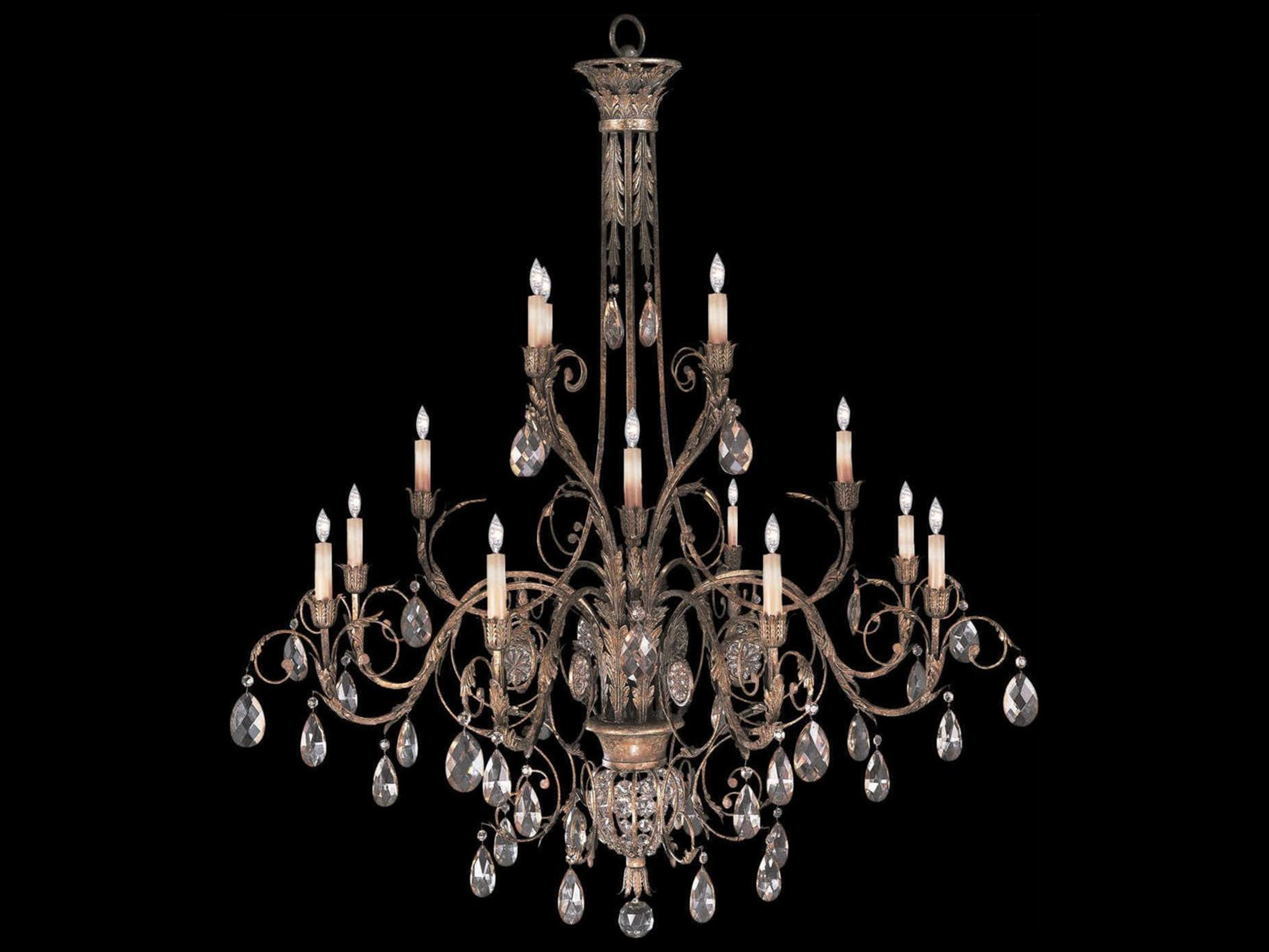 Fine Art Handcrafted Lighting A Midsummer Nights Dream 16-Light Gold Brown Crystal Candelabra Tiered Chandelier