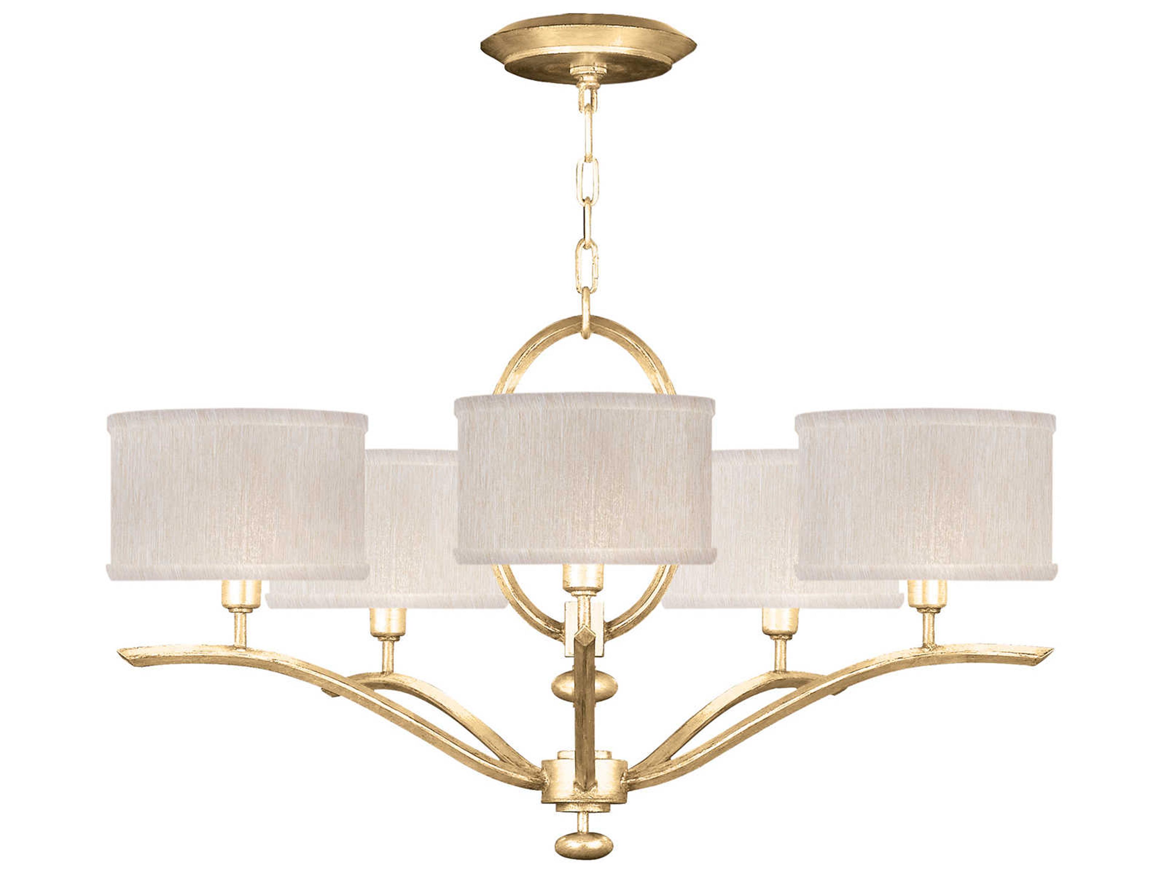 Fine Art Handcrafted Lighting Allegretto 5-Light Gold Leaf Drum Chandelier
