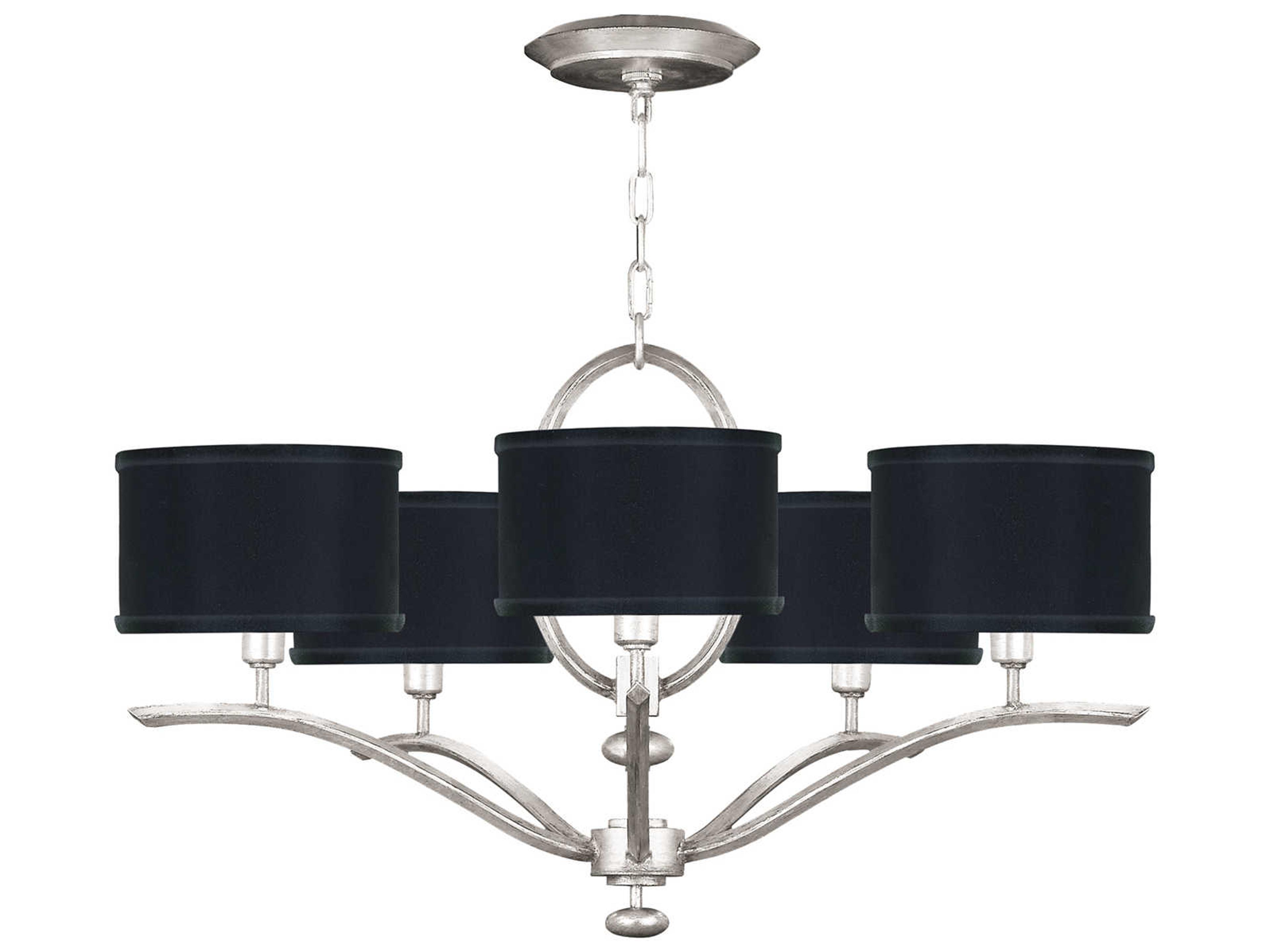 Fine Art Handcrafted Lighting Allegretto 5-Light Silver Leaf Drum Tiered Chandelier
