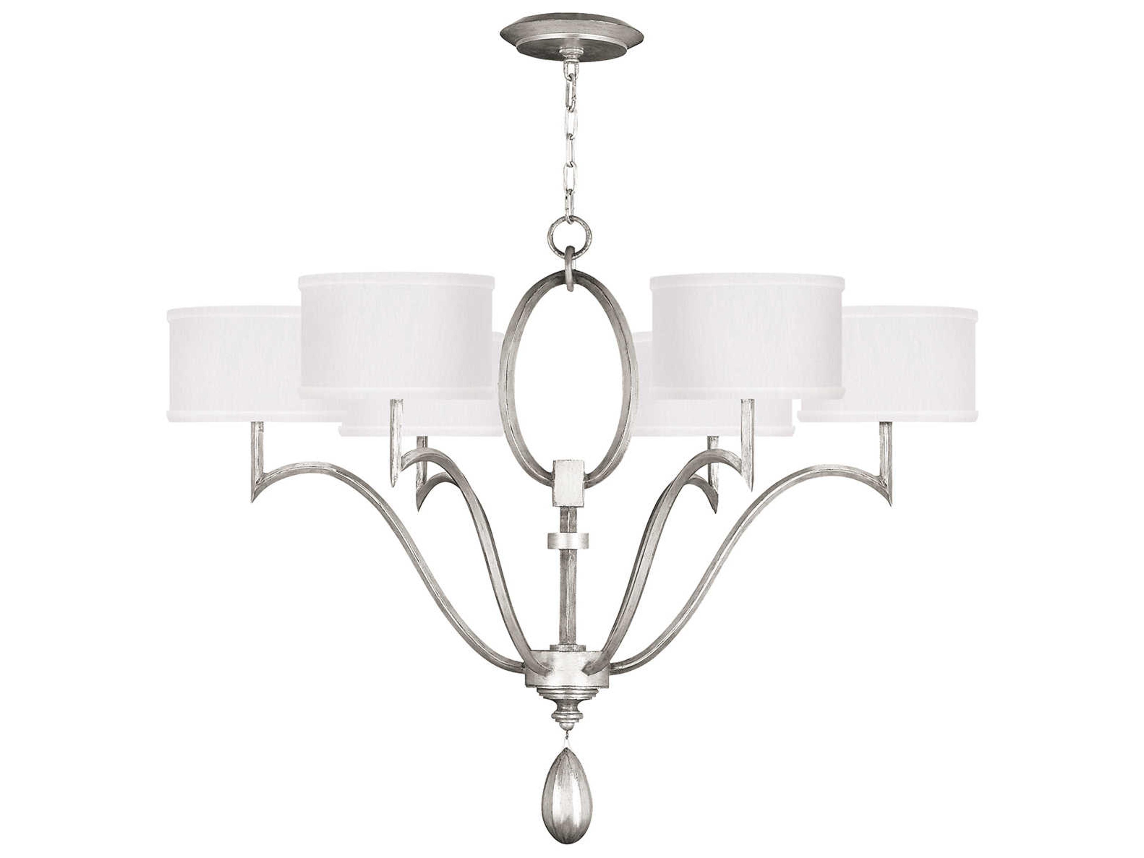 Fine Art Handcrafted Lighting Allegretto 6-Light Silver Leaf Candelabra Drum Tiered Chandelier