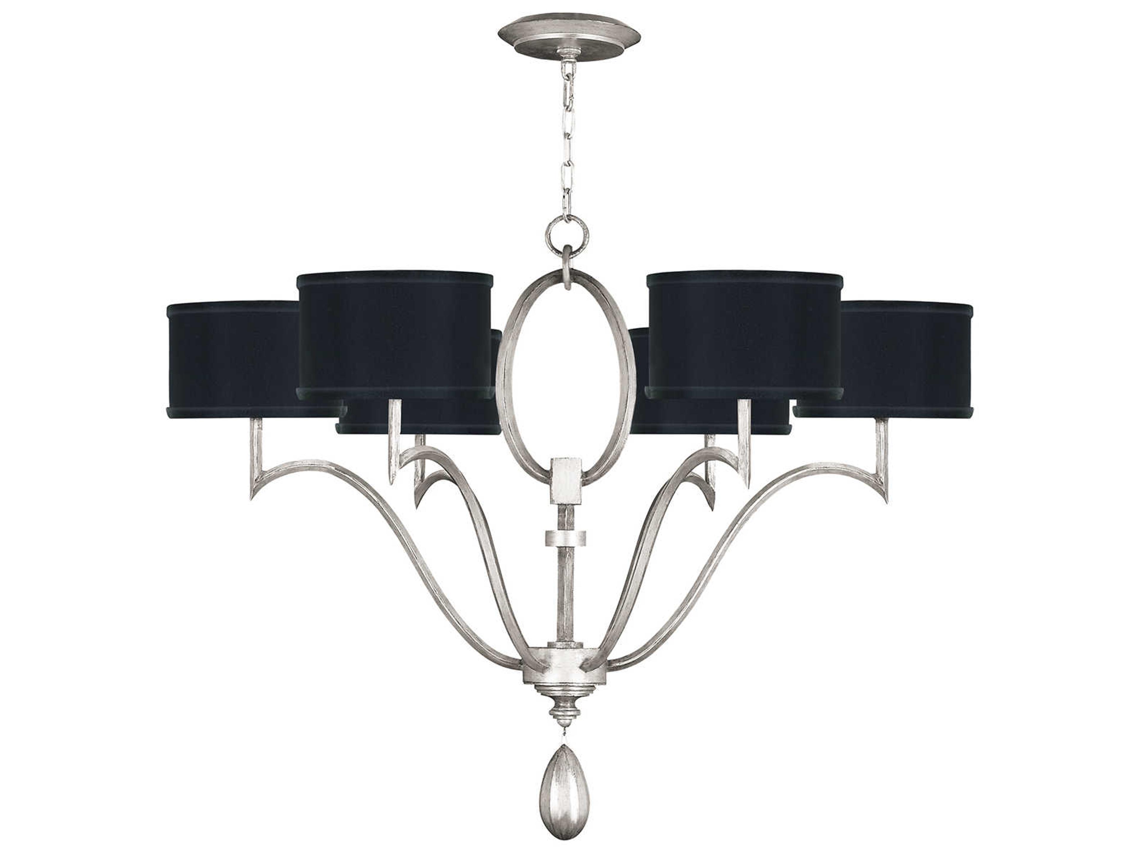 Fine Art Handcrafted Lighting Allegretto 6-Light Silver Leaf Candelabra Drum Chandelier