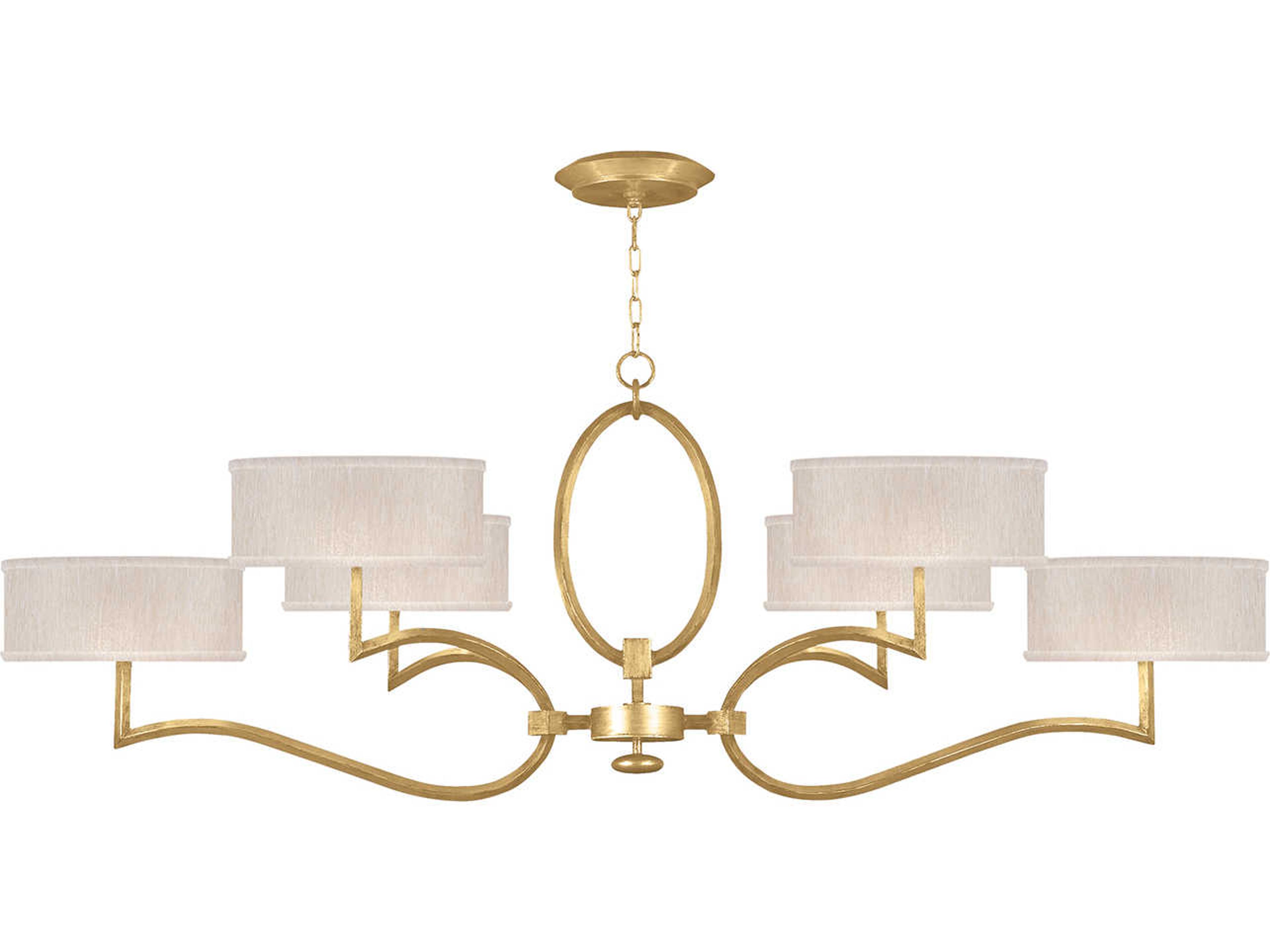 Fine Art Handcrafted Lighting Allegretto 6-Light Gold Leaf Drum Island Pendant