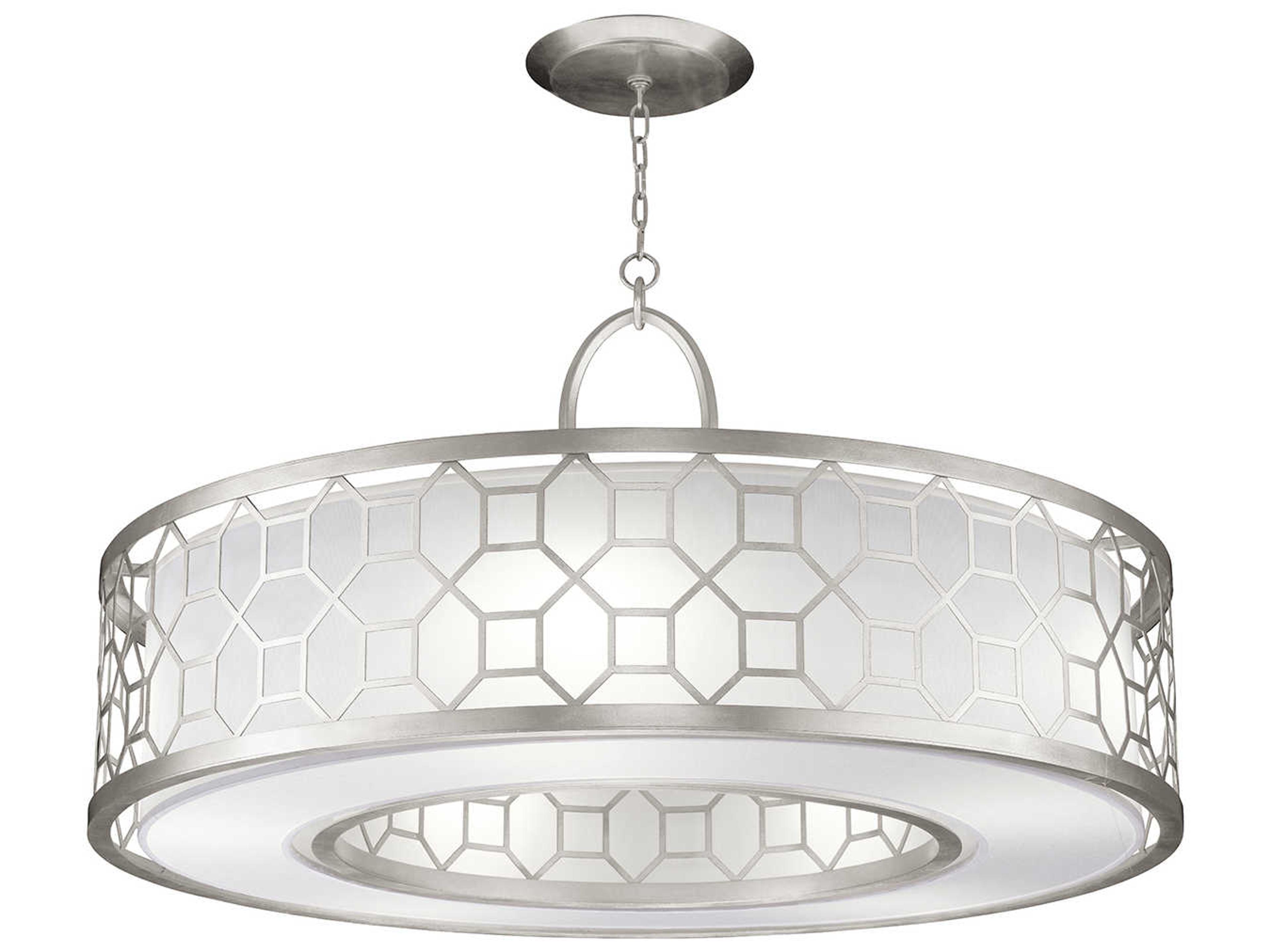 Fine Art Handcrafted Lighting Allegretto 5-Light Silver Leaf Drum Pendant