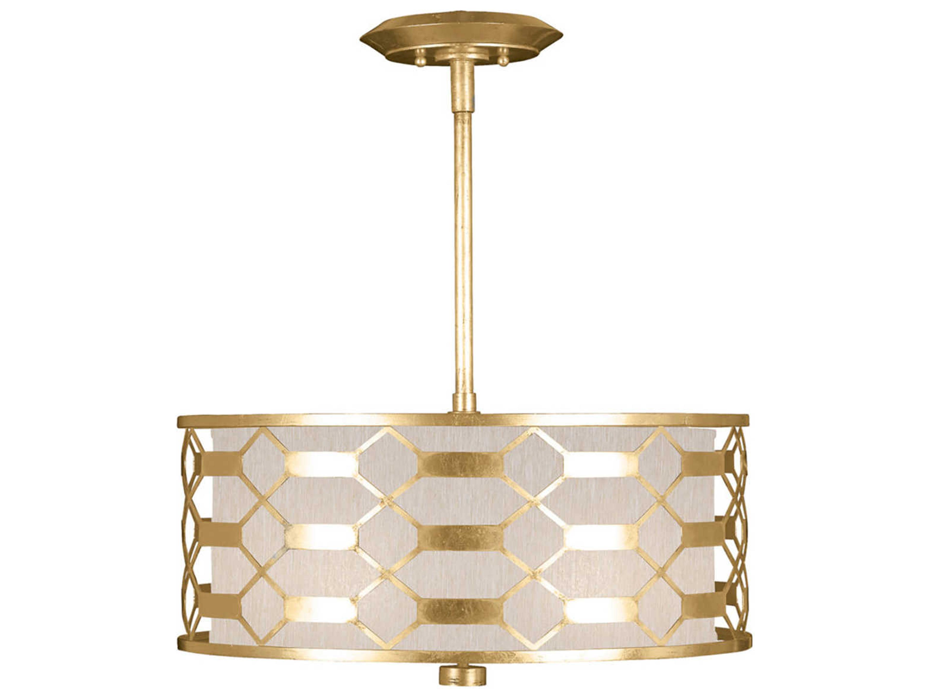 Fine Art Handcrafted Lighting Allegretto 3-Light Gold Leaf Drum Pendant