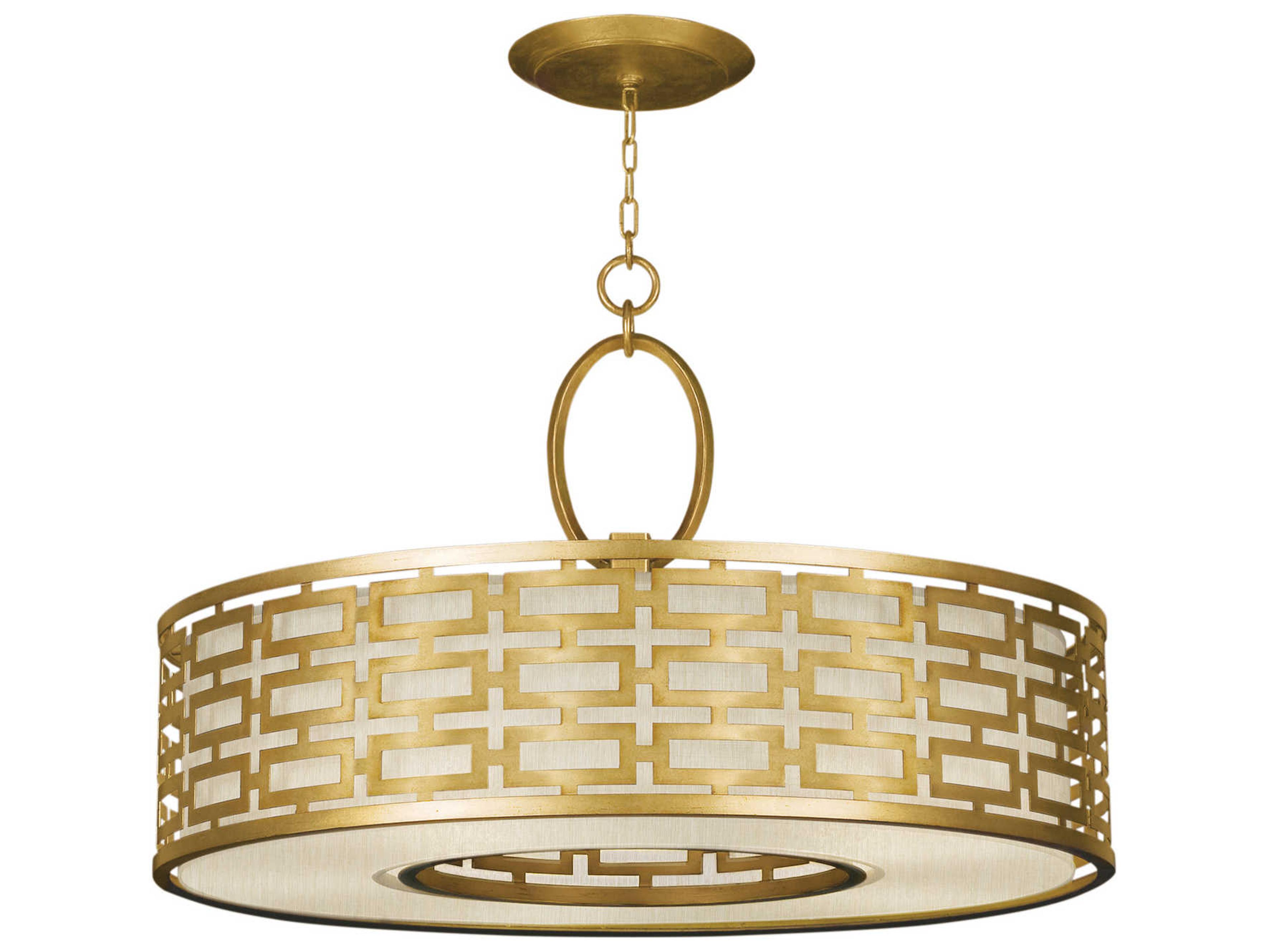 Fine Art Handcrafted Lighting Allegretto 5-Light Gold Leaf Drum Pendant