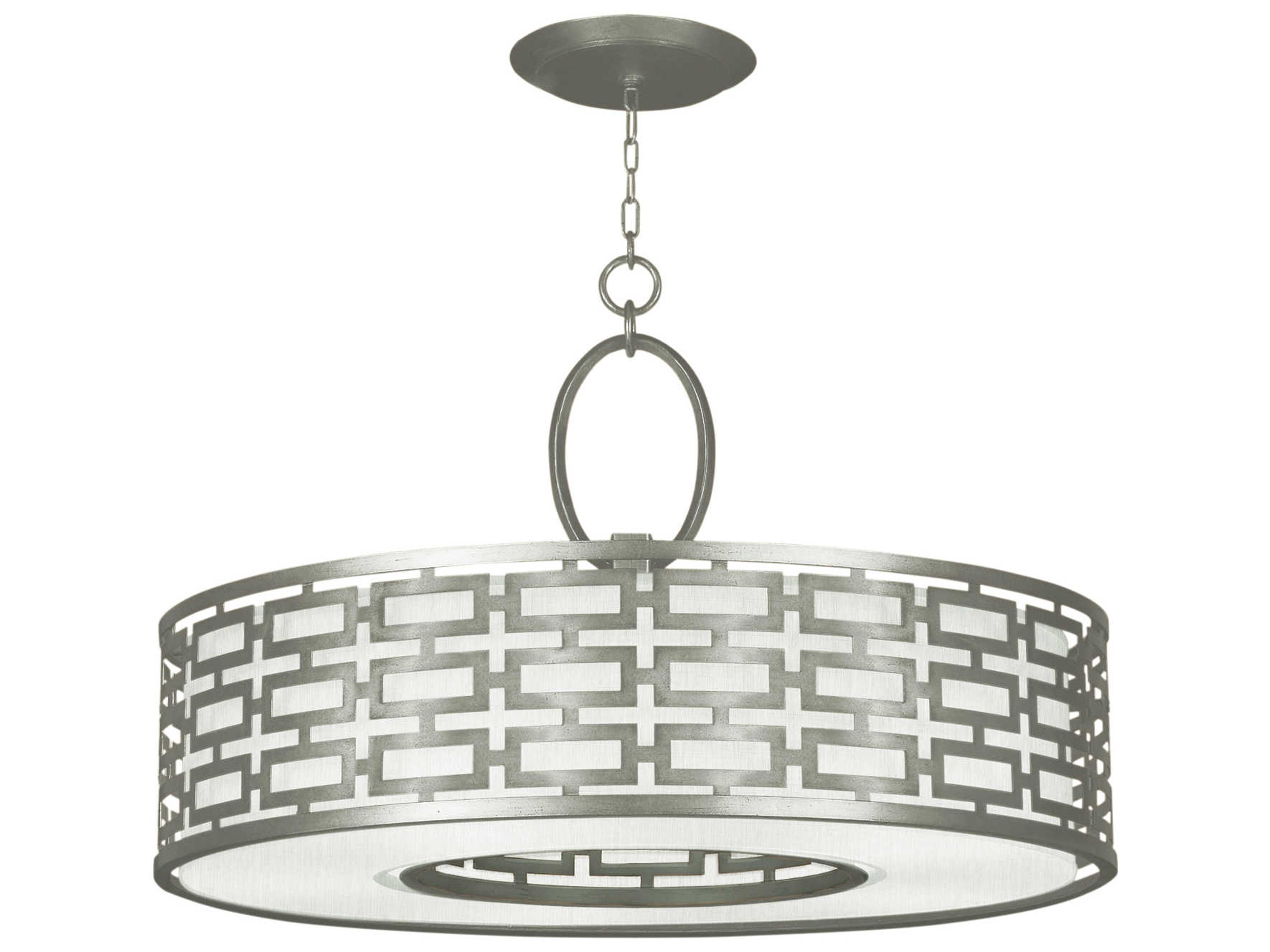 Fine Art Handcrafted Lighting Allegretto 5-Light Silver Leaf Drum Pendant