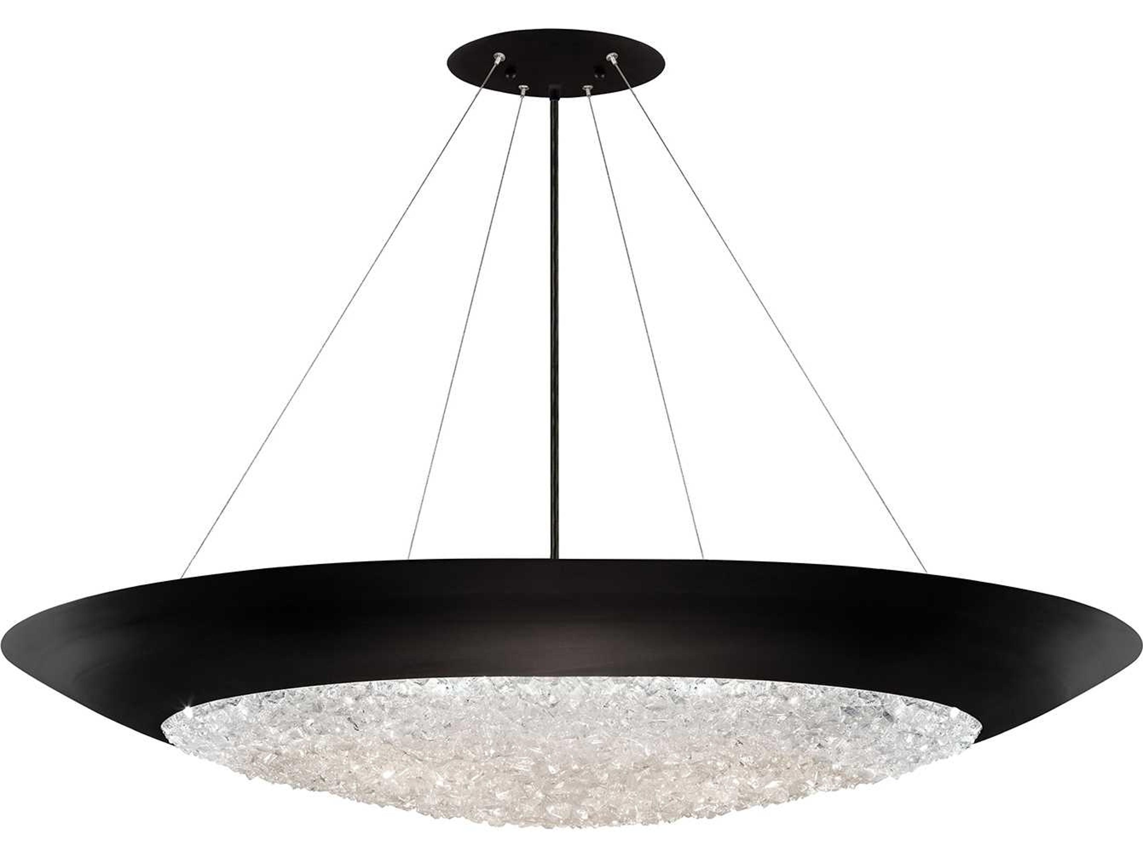 Fine Art Handcrafted Lighting Arctic Halo 3-Light Black Crystal Glass Bowl Pendant