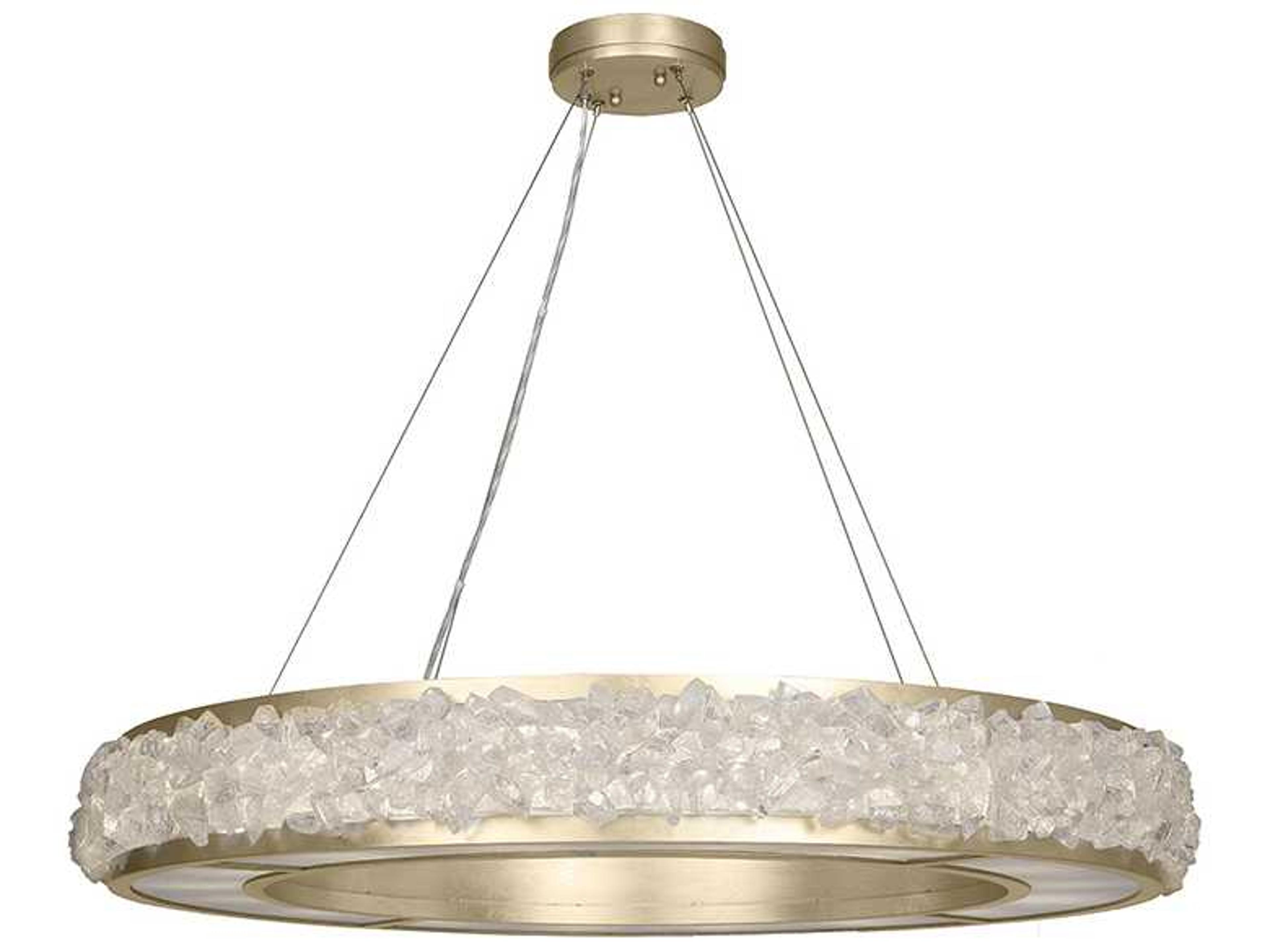 Fine Art Handcrafted Lighting Arctic Halo 16-Light Champagne Tinted Gold Leaf Crystal Glass Pendant