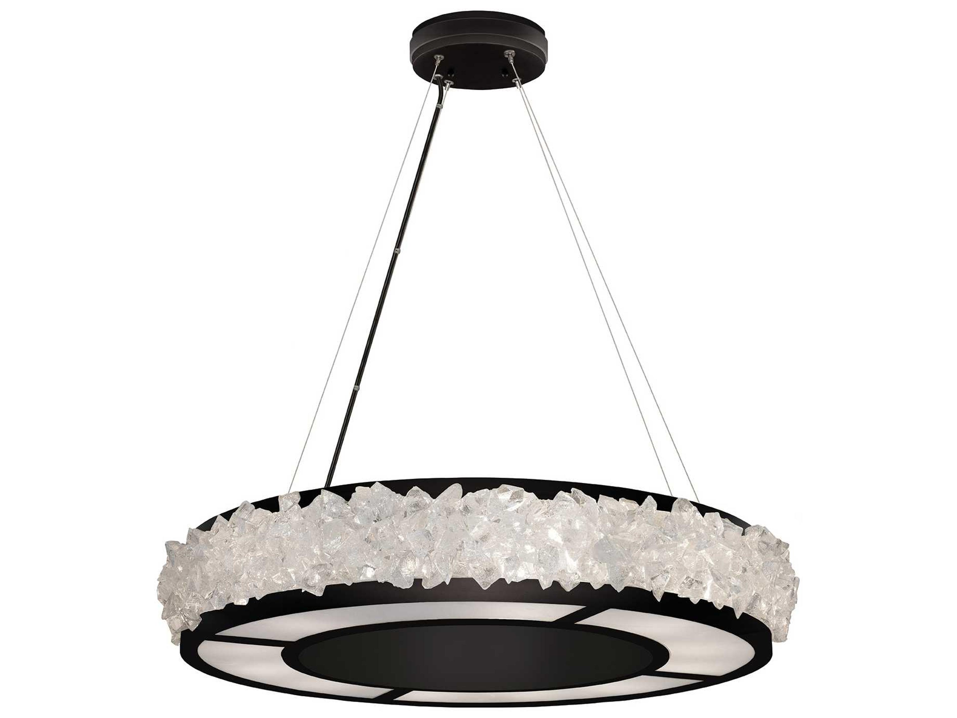 Fine Art Handcrafted Lighting Arctic Halo 12-Light Black Crystal Glass Pendant