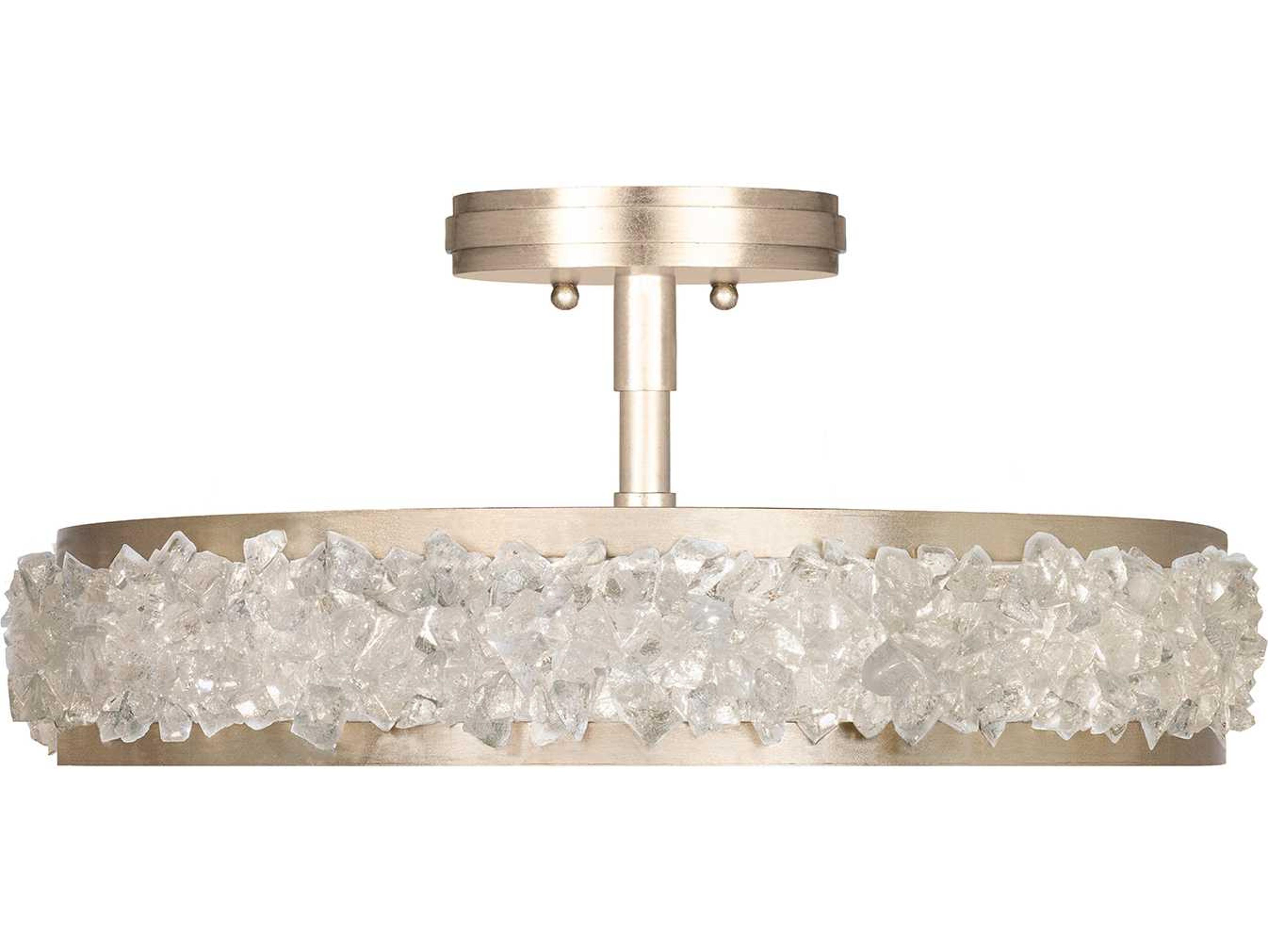 Fine Art Handcrafted Lighting Arctic Halo Champagne Tinted Gold Crystal Glass Semi Flush Mount