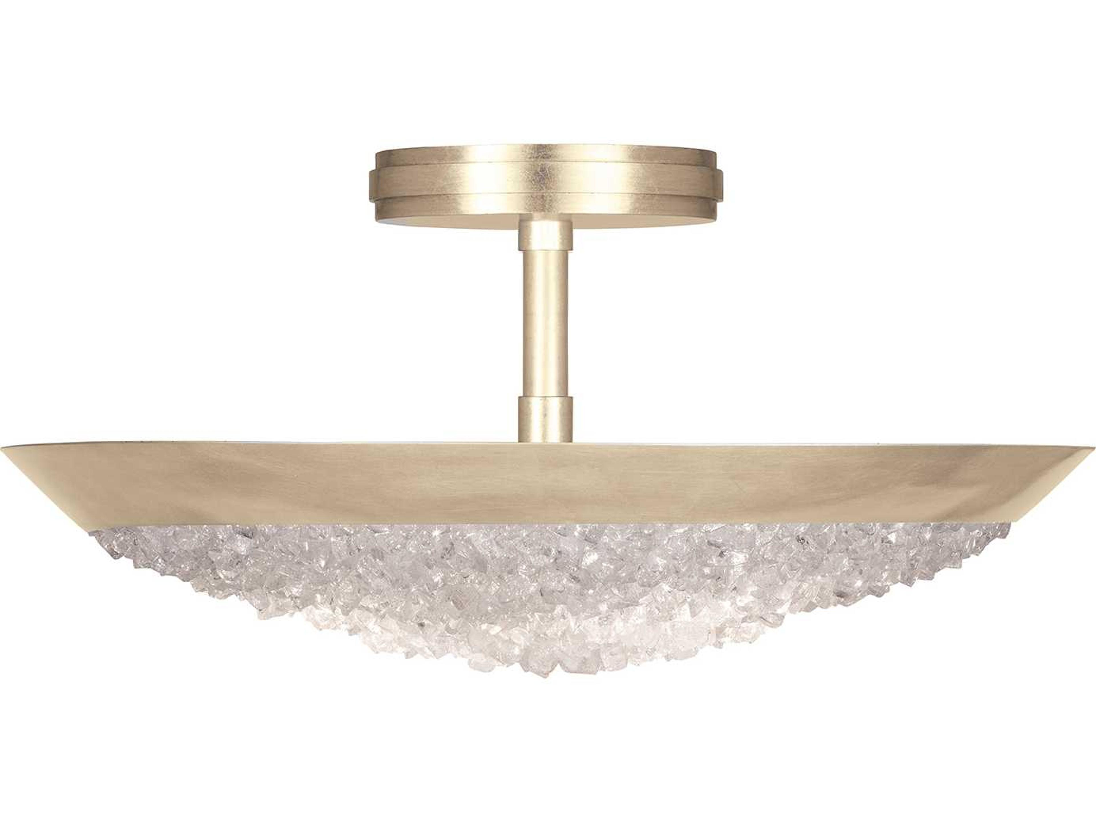 Fine Art Handcrafted Lighting Arctic Halo Champagne Tinted Gold Crystal Glass Bowl Semi Flush Mount