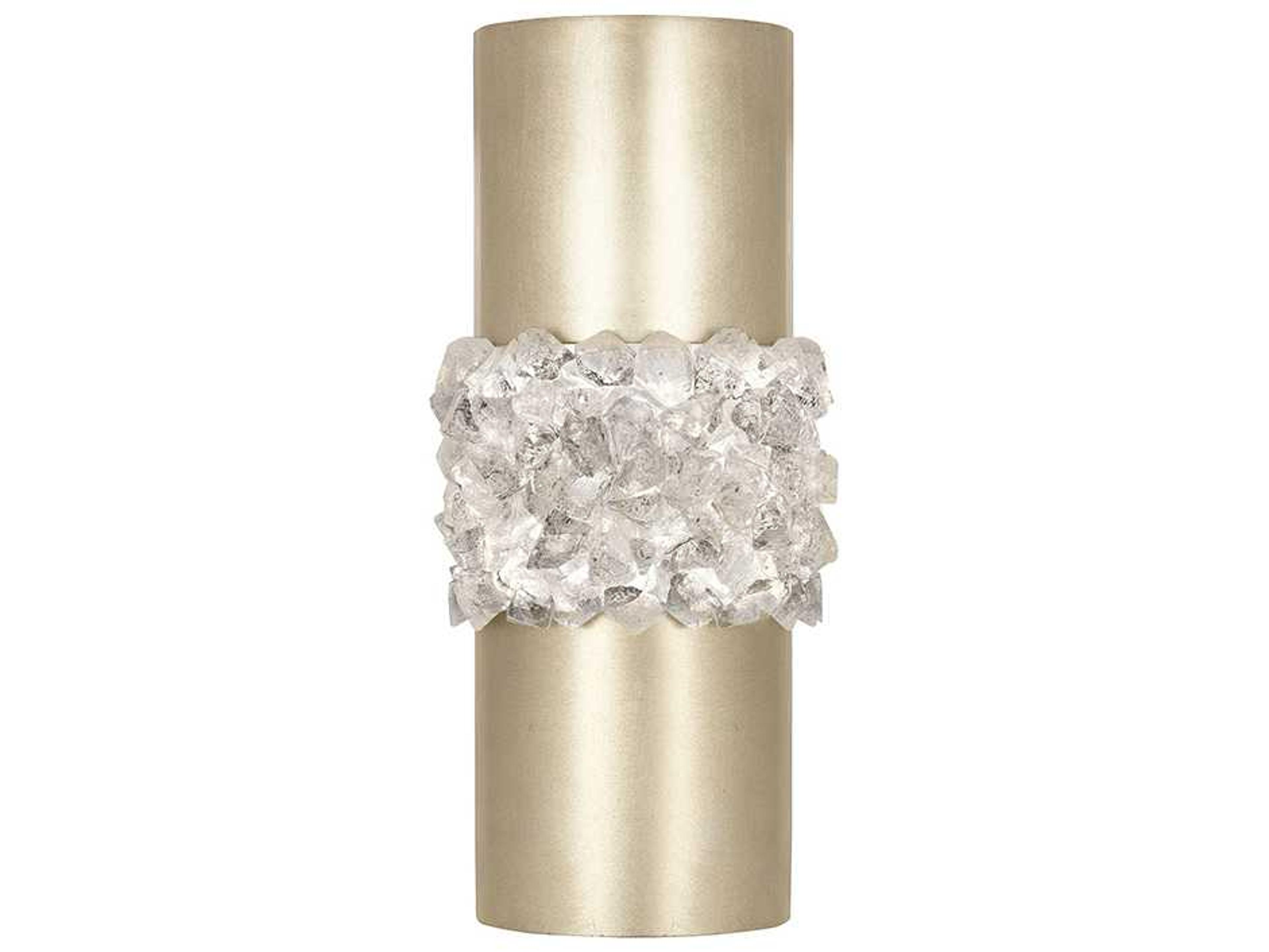 Fine Art Handcrafted Lighting Arctic Halo Champagne Tinted Gold Leaf Crystal Glass Wall Sconce