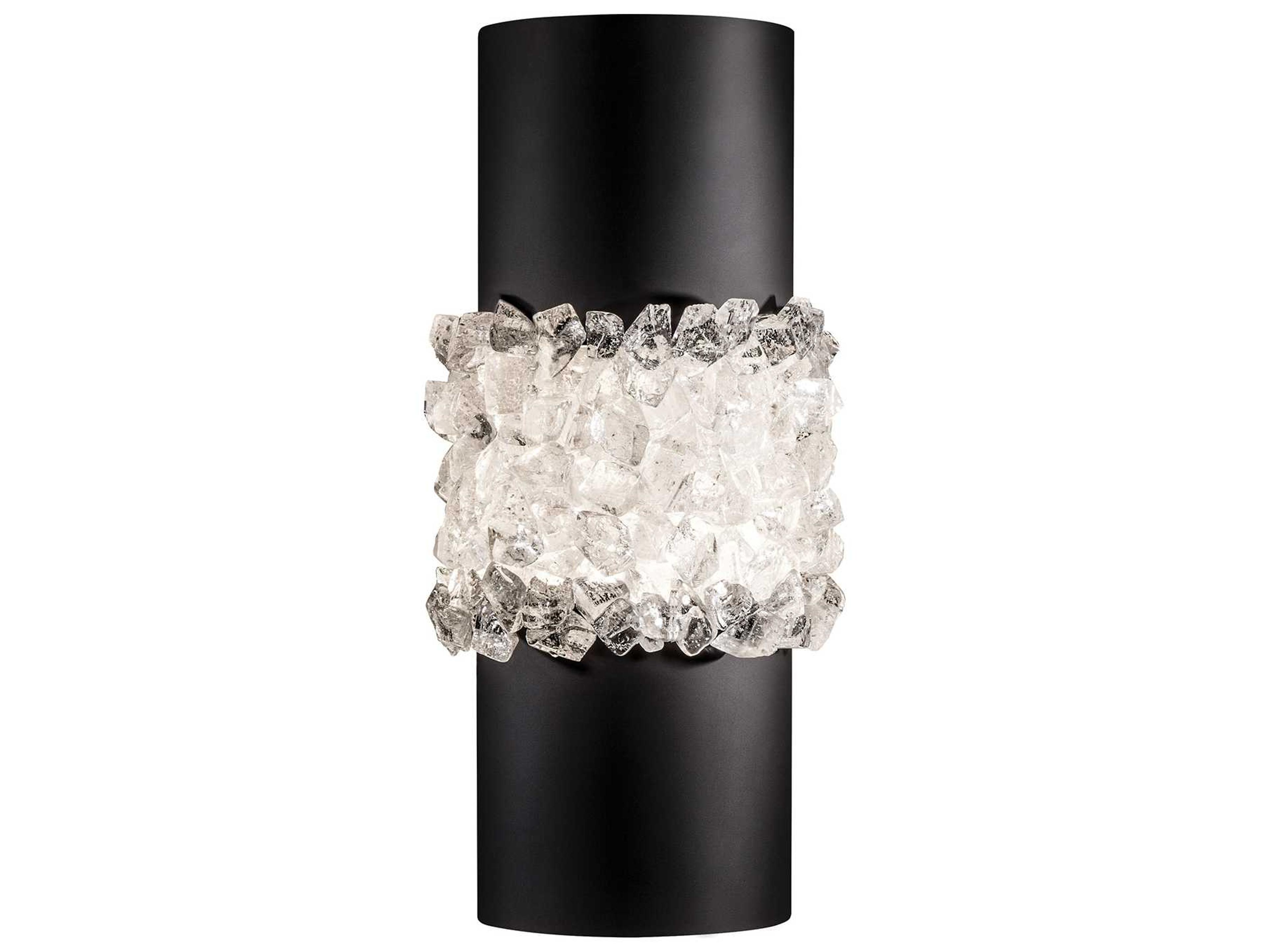Fine Art Handcrafted Lighting Arctic Halo Matte Black Crystal Glass Wall Sconce
