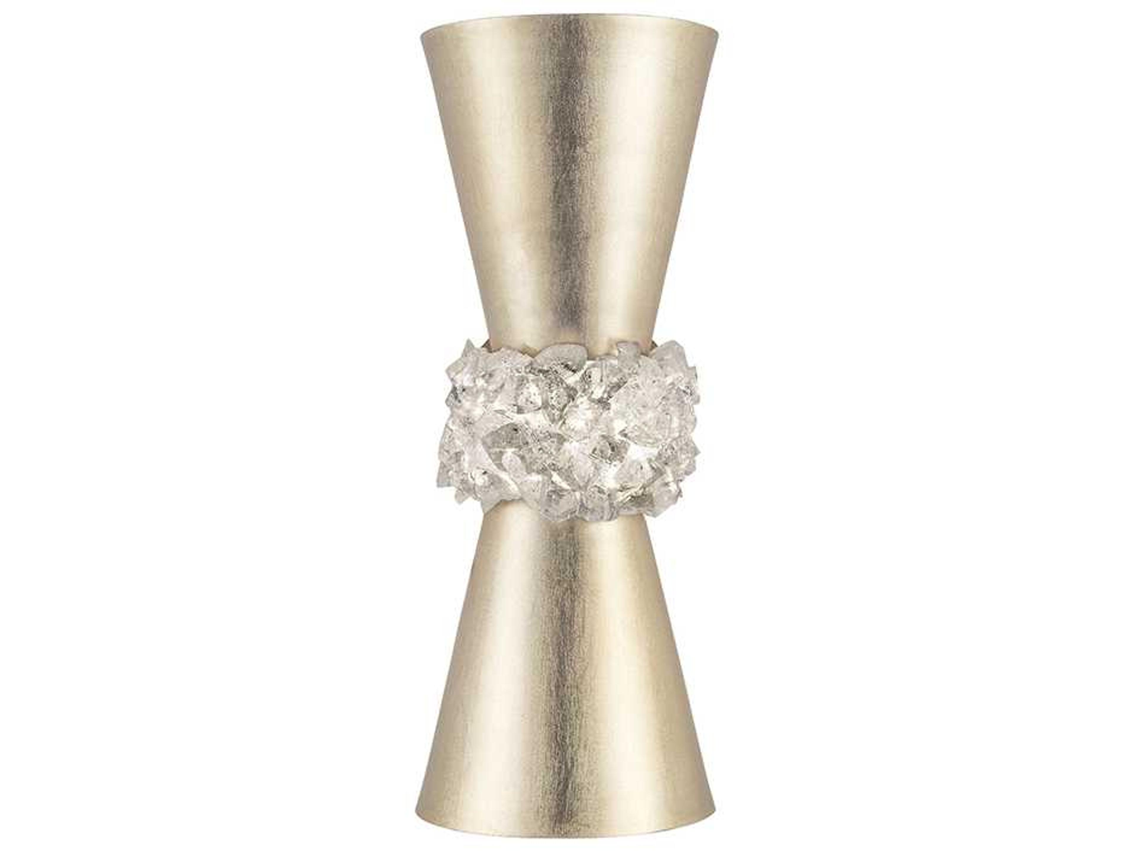 Fine Art Handcrafted Lighting Arctic Halo Champagne Tinted Gold Leaf Crystal Glass Wall Sconce