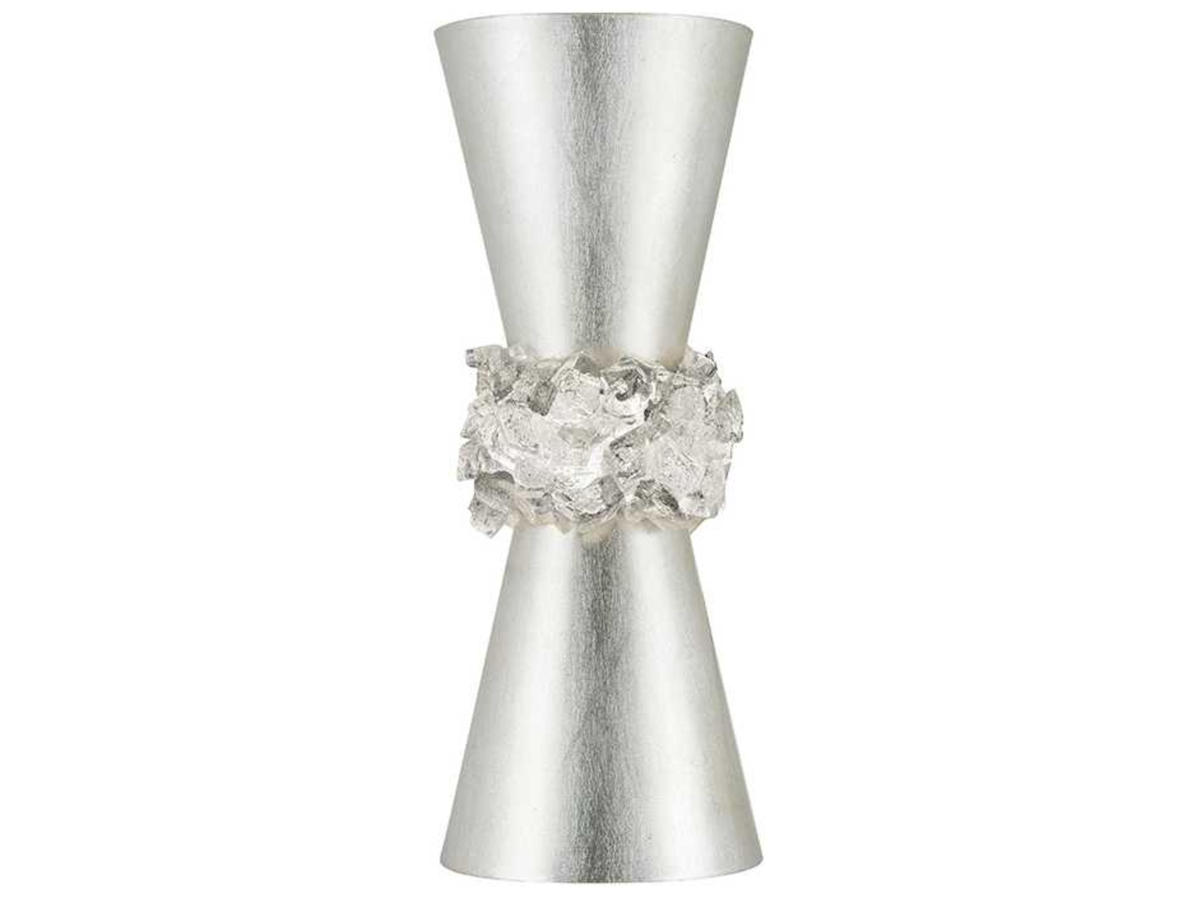 Fine Art Handcrafted Lighting Arctic Halo Platinized Silver Leaf Crystal Glass Wall Sconce