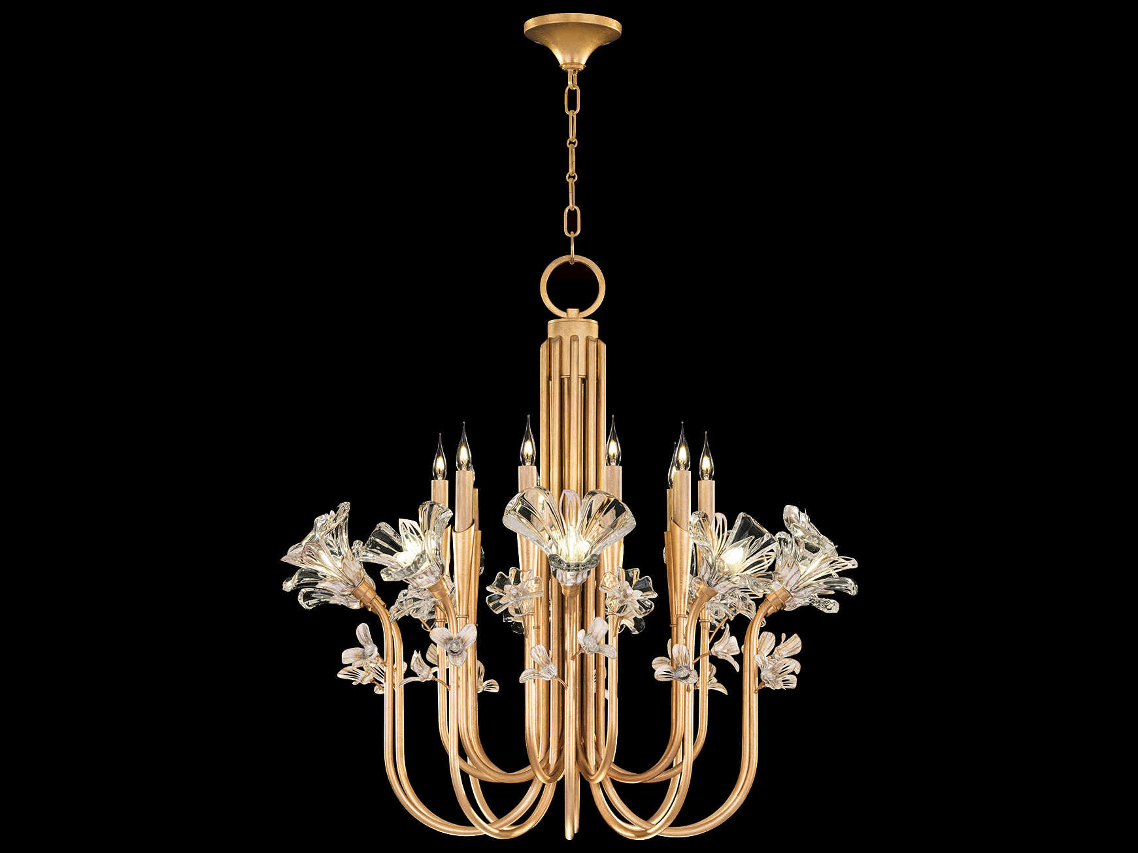 Fine Art Handcrafted Lighting Azu 20-Light Gold Crystal Candelabra Chandelier