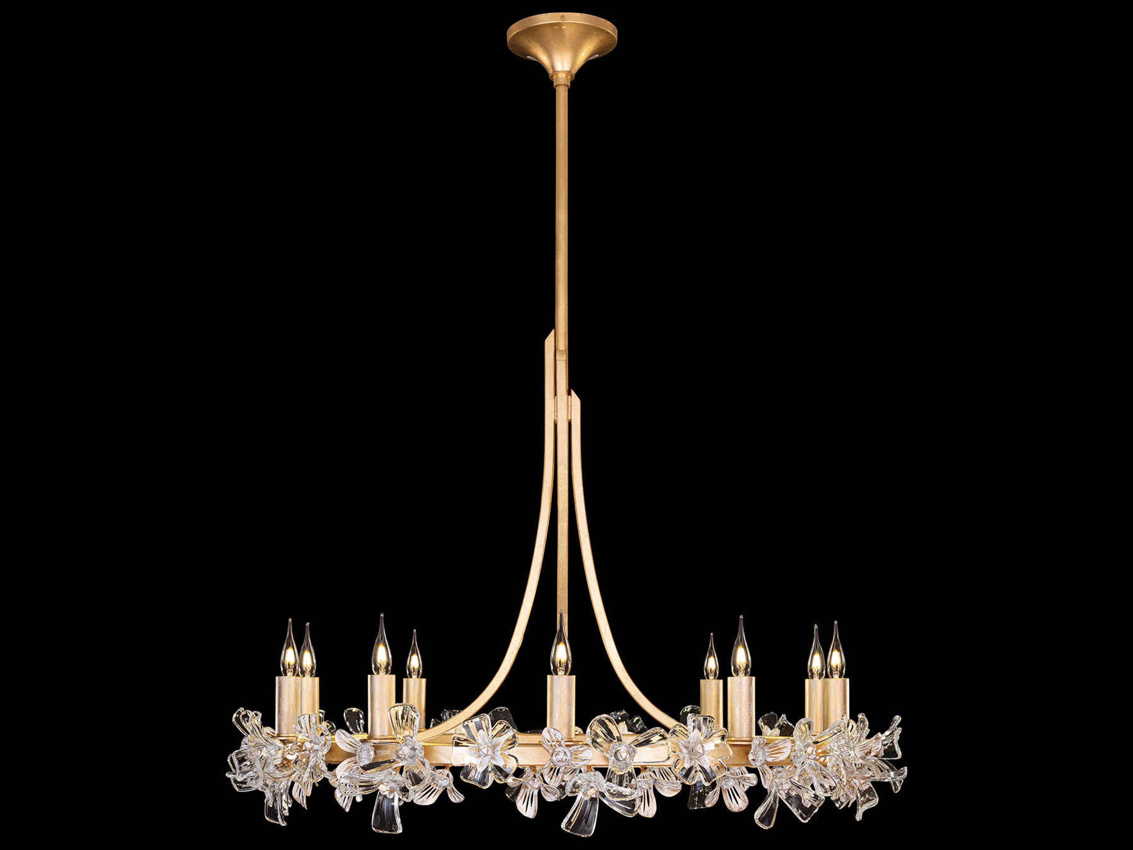 Fine Art Handcrafted Lighting Azu 10-Light Gold Crystal Candelabra Tiered Chandelier