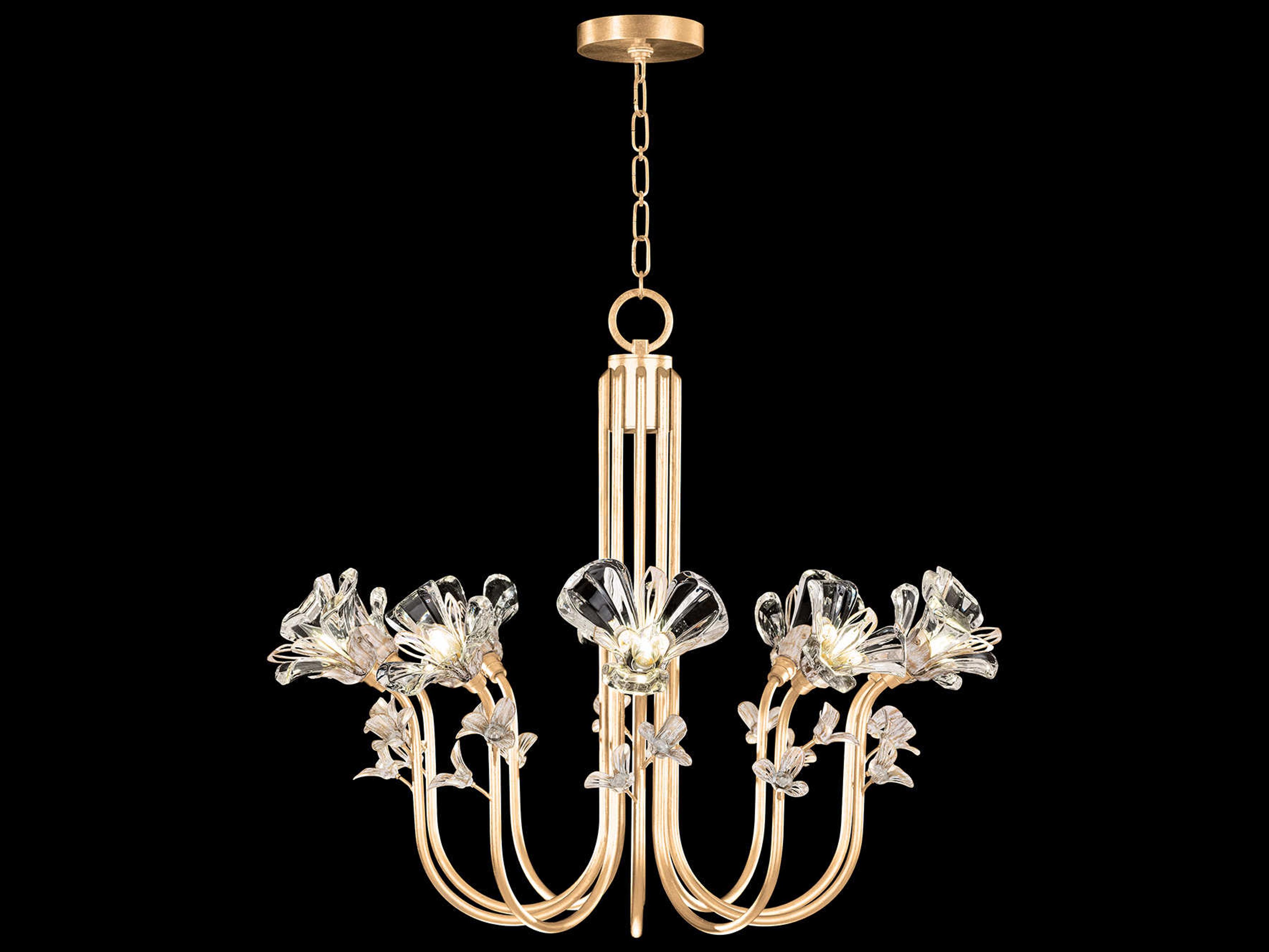 Fine Art Handcrafted Lighting Azu 10-Light Gold Crystal Bell Candelabra Chandelier