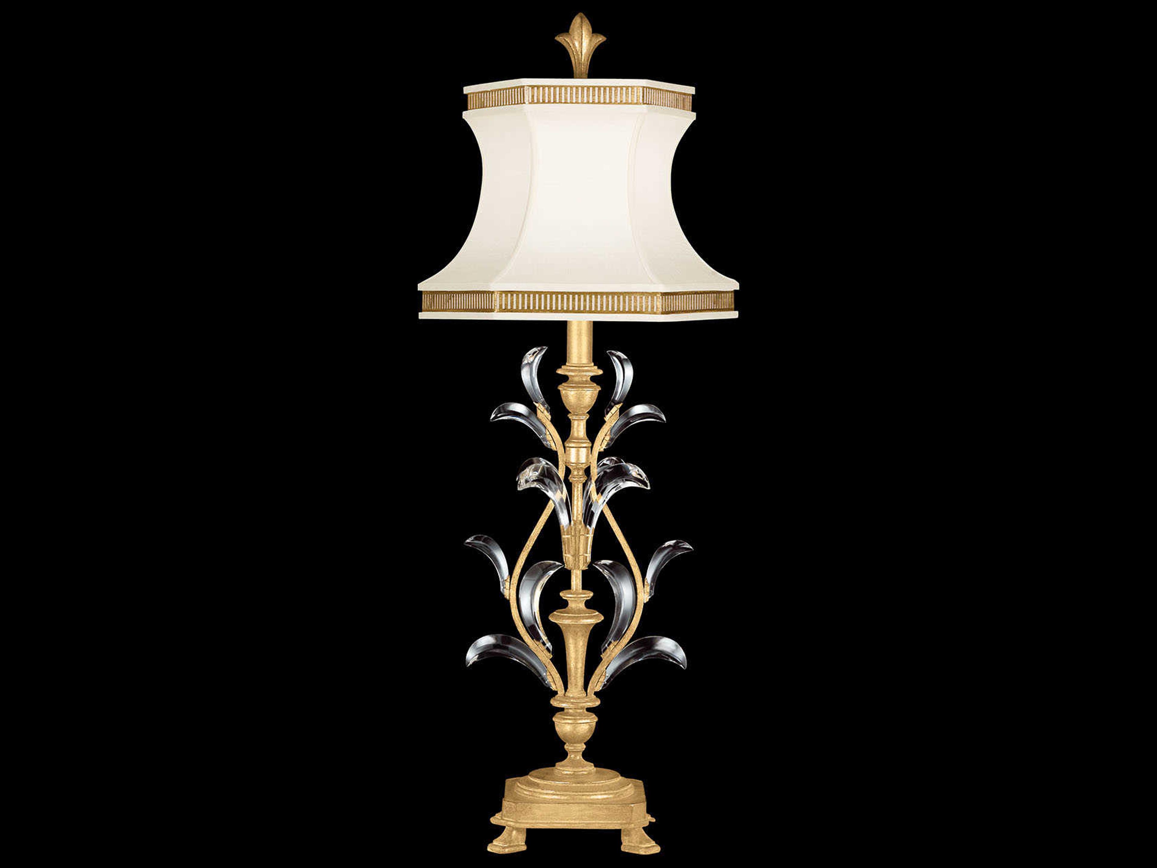 Fine Art Handcrafted Lighting Beveled Arcs Gold Leaf Crystal Buffet Lamp