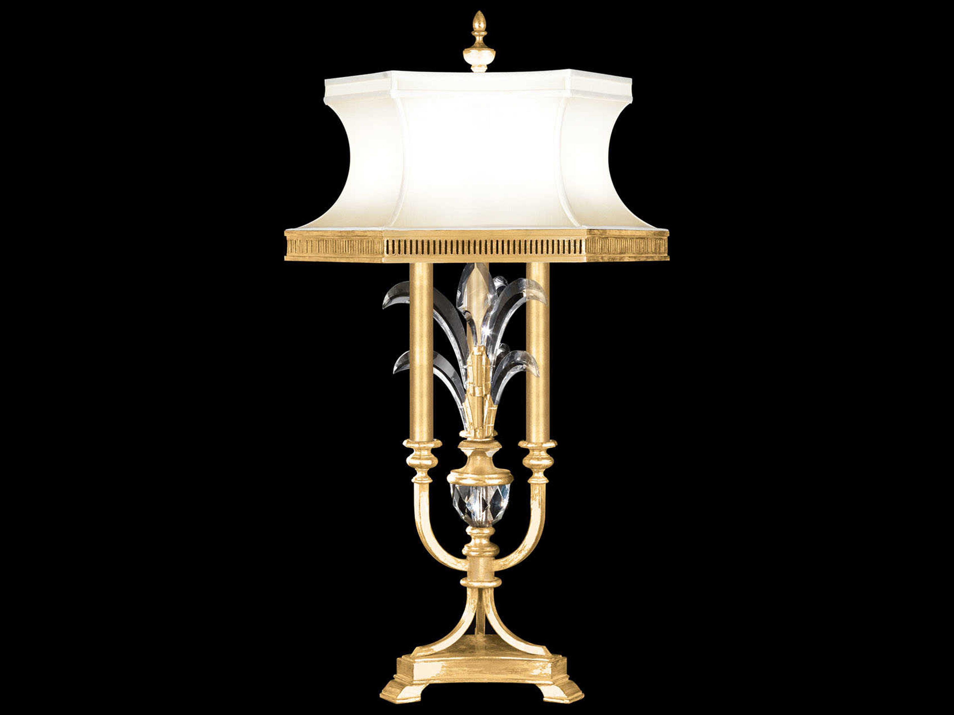 Fine Art Handcrafted Lighting Beveled Arcs Gold Leaf Crystal Buffet Lamp