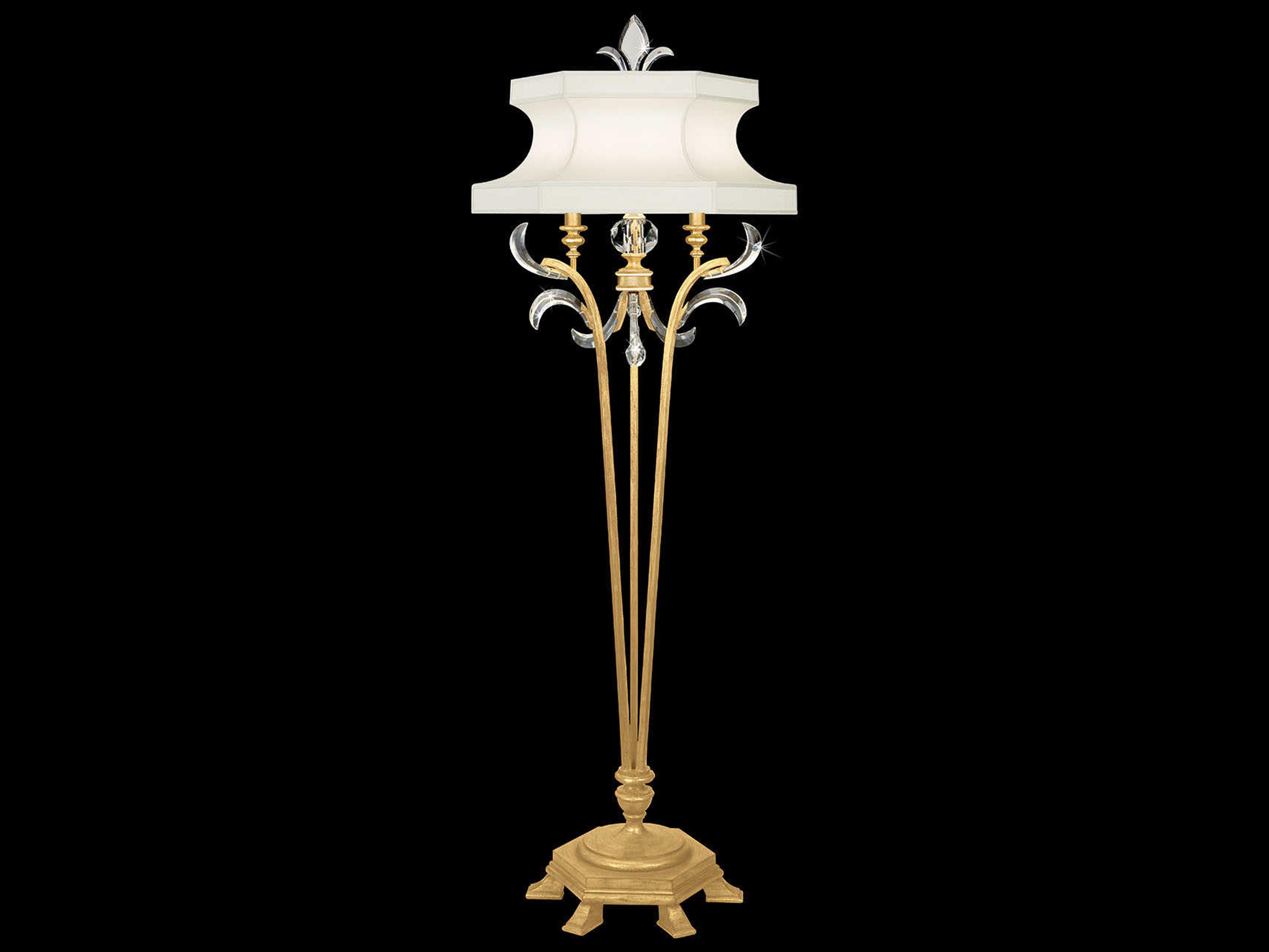 Fine Art Handcrafted Lighting Beveled Arcs Gold Leaf Crystal Floor Lamp