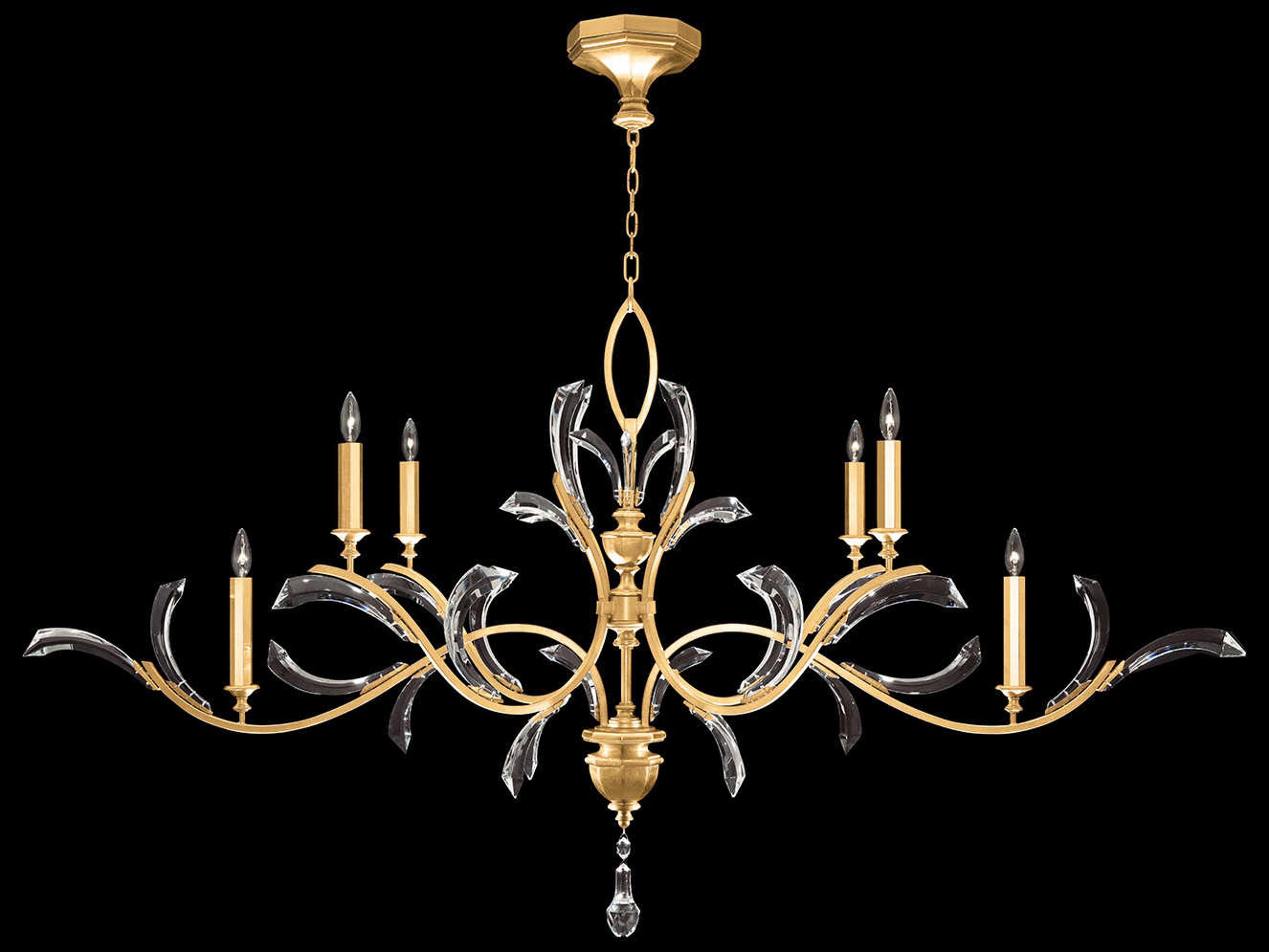 Fine Art Handcrafted Lighting Beveled Arcs 6-Light Gold Leaf Crystal Tiered Island Pendant