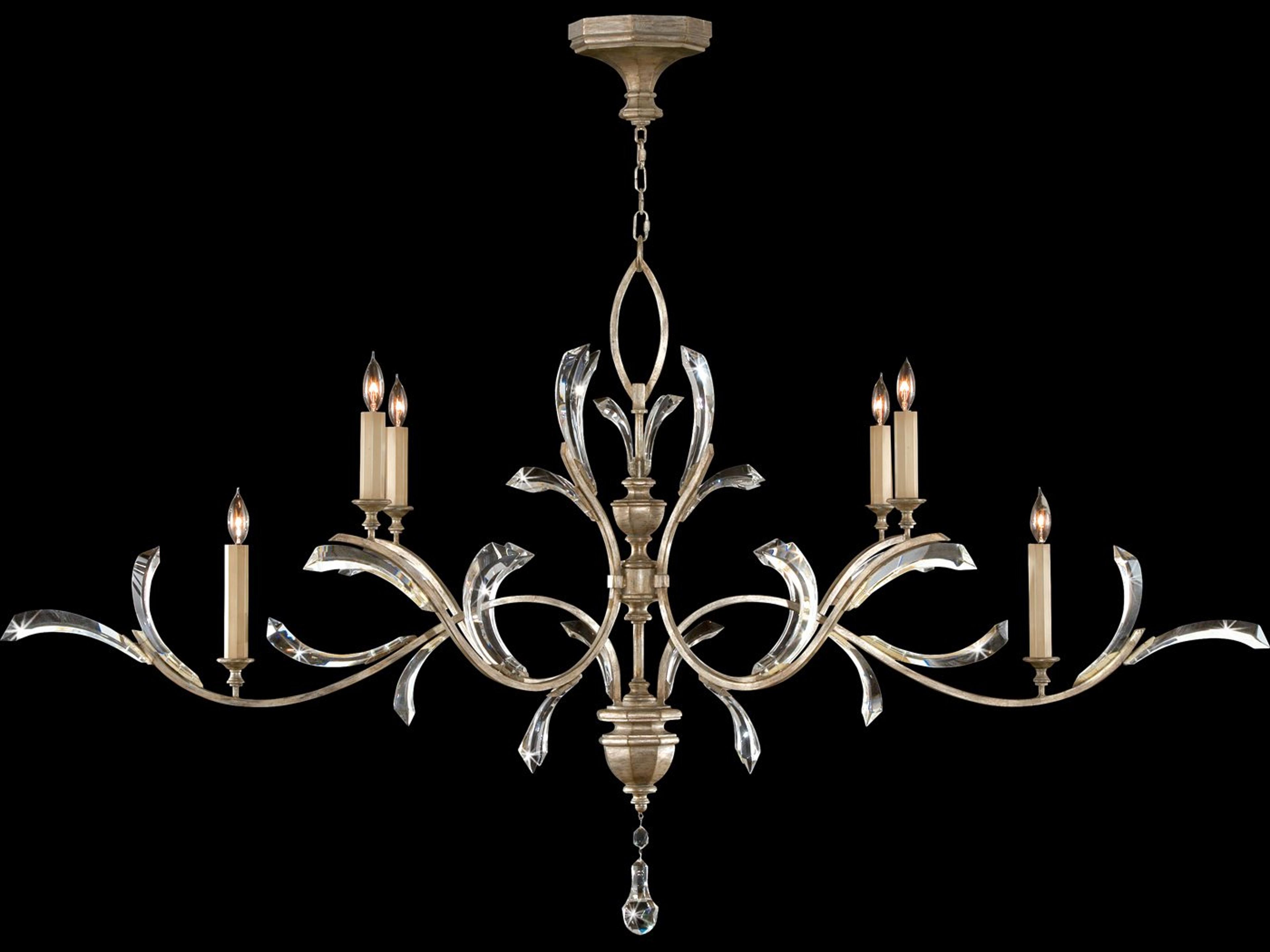 Fine Art Handcrafted Lighting Beveled Arcs 6-Light Silver Crystal Candelabra Tiered Chandelier