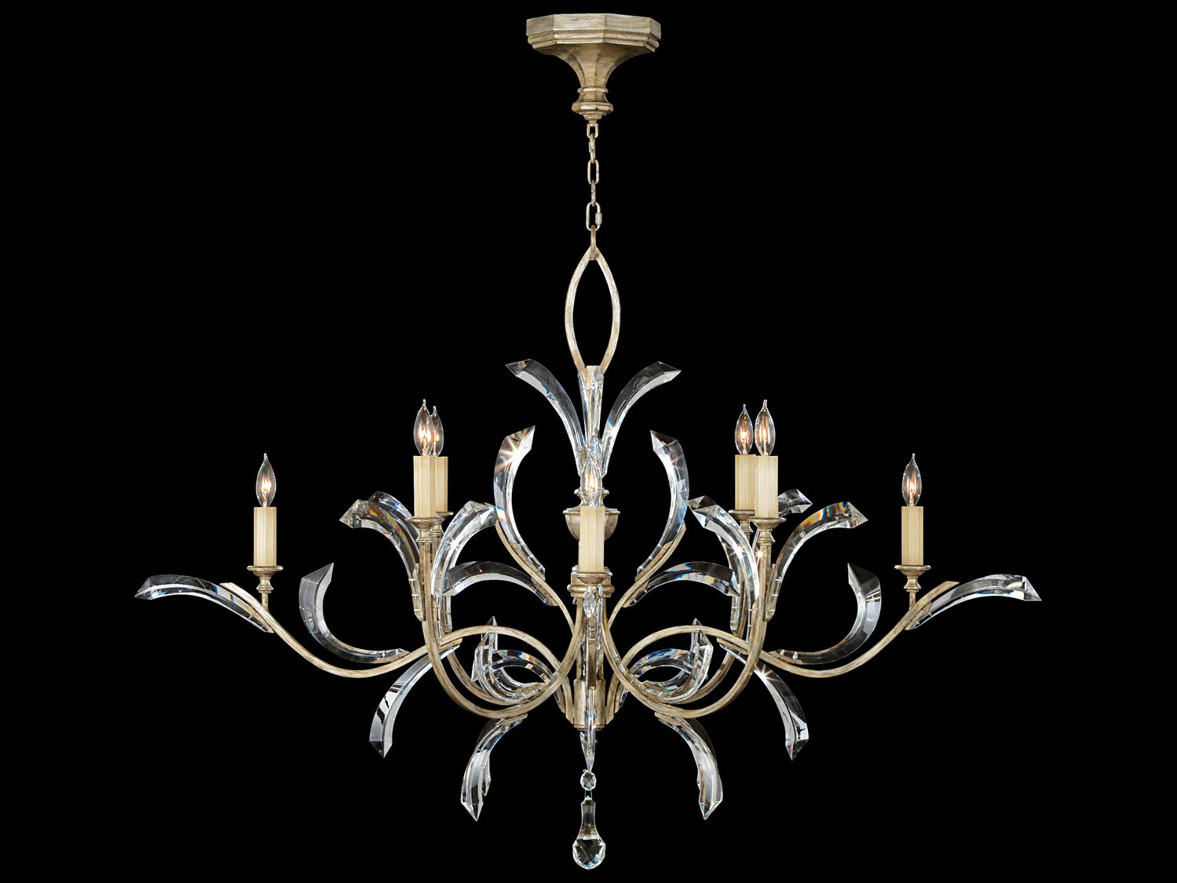 Fine Art Handcrafted Lighting Beveled Arcs 8-Light Silver Crystal Candelabra Chandelier