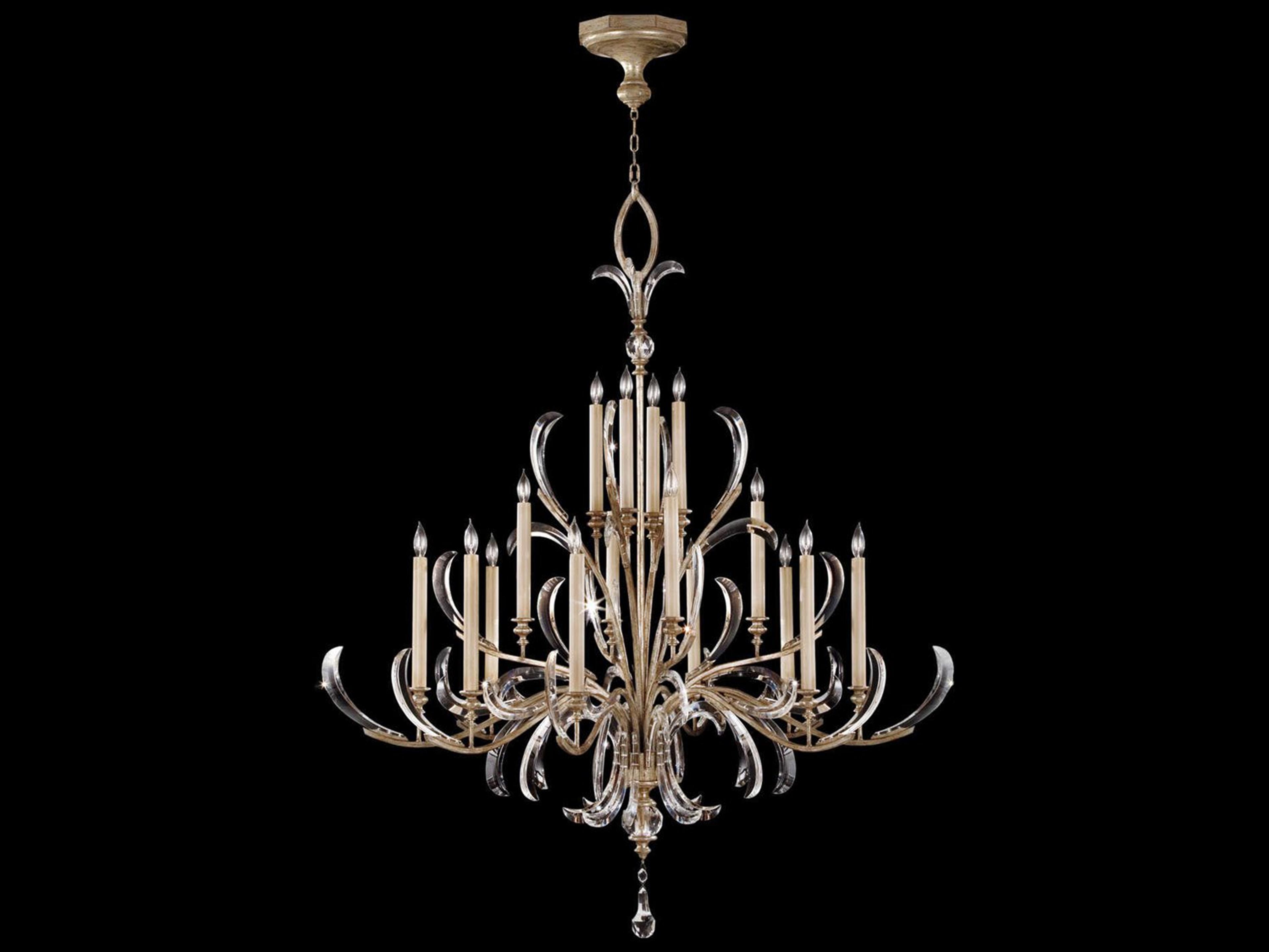 Fine Art Handcrafted Lighting Beveled Arcs 16-Light Silver Crystal Candelabra Chandelier