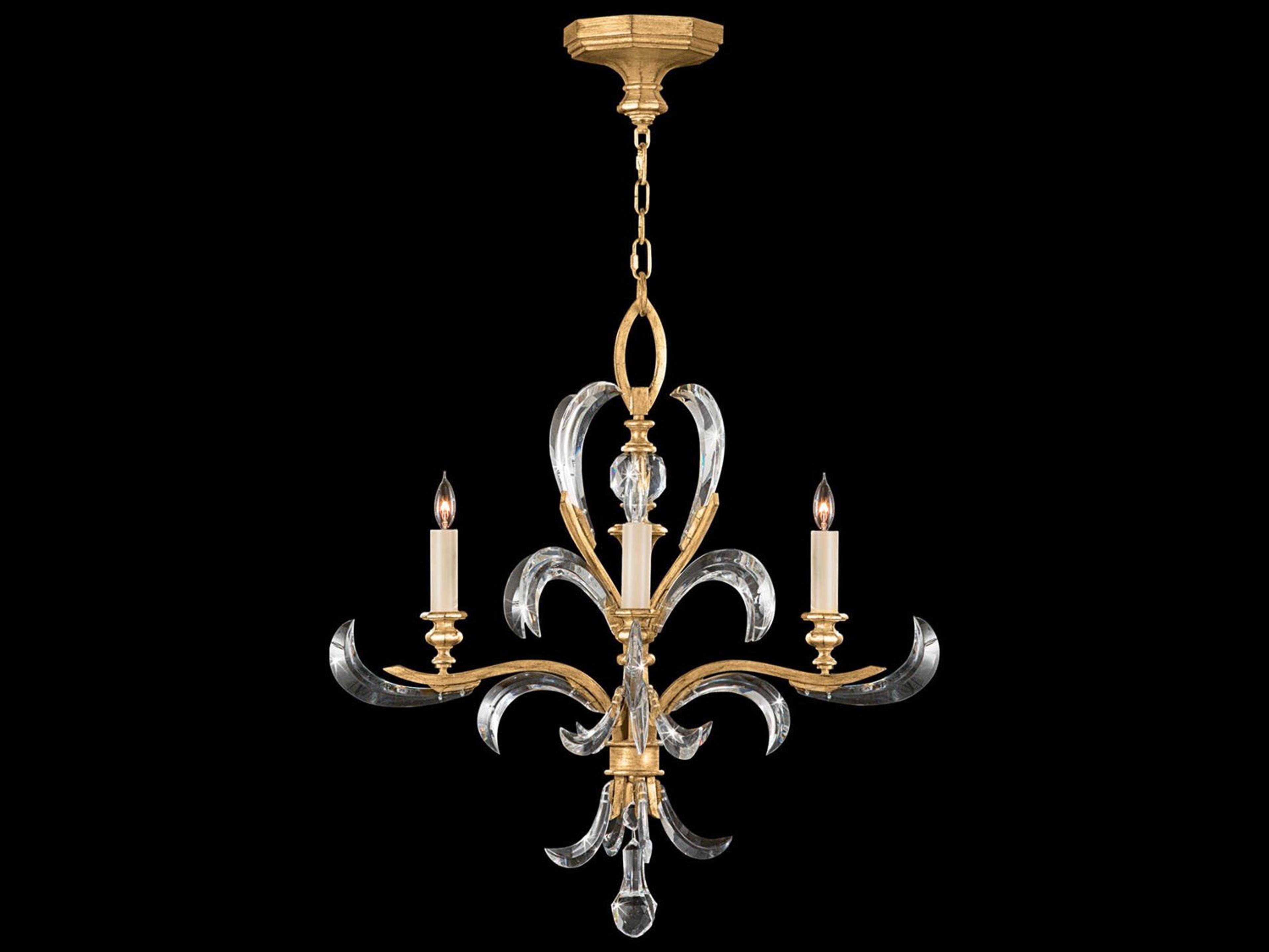 Fine Art Handcrafted Lighting Beveled Arcs 4-Light Gold Crystal Candelabra Chandelier