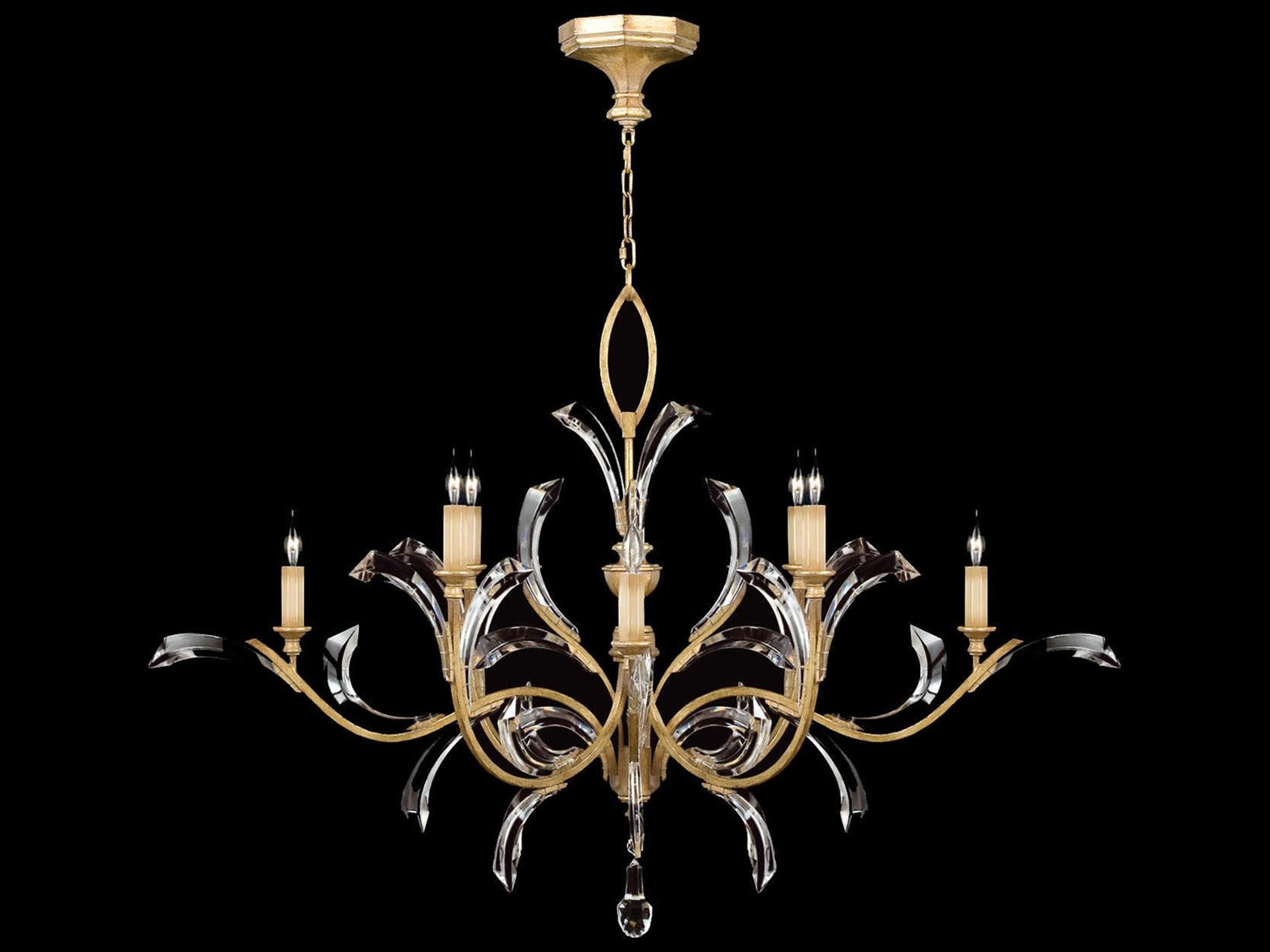 Fine Art Handcrafted Lighting Beveled Arcs 8-Light Gold Crystal Candelabra Tiered Chandelier