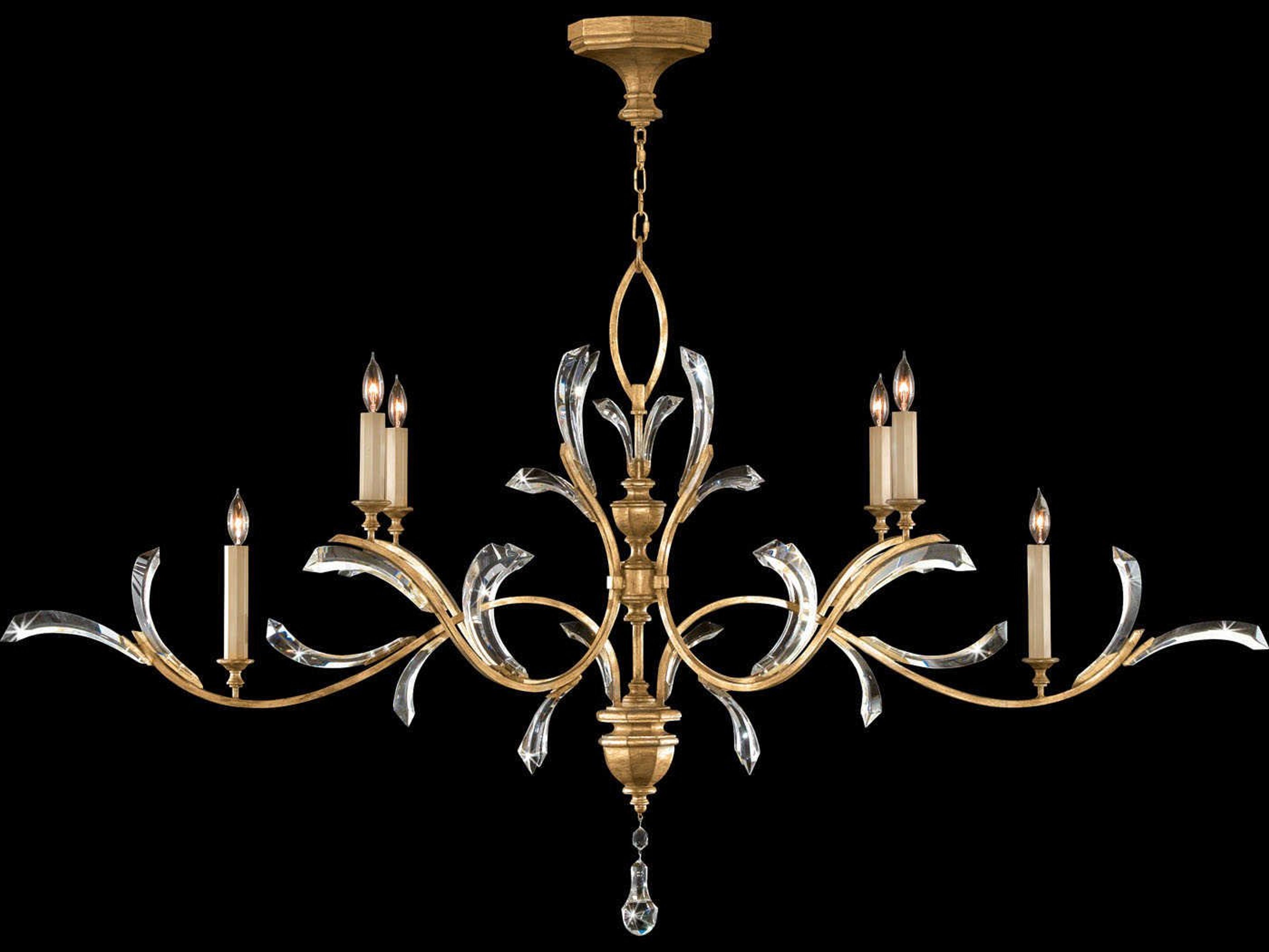 Fine Art Handcrafted Lighting Beveled Arcs 6-Light Gold Crystal Candelabra Tiered Chandelier