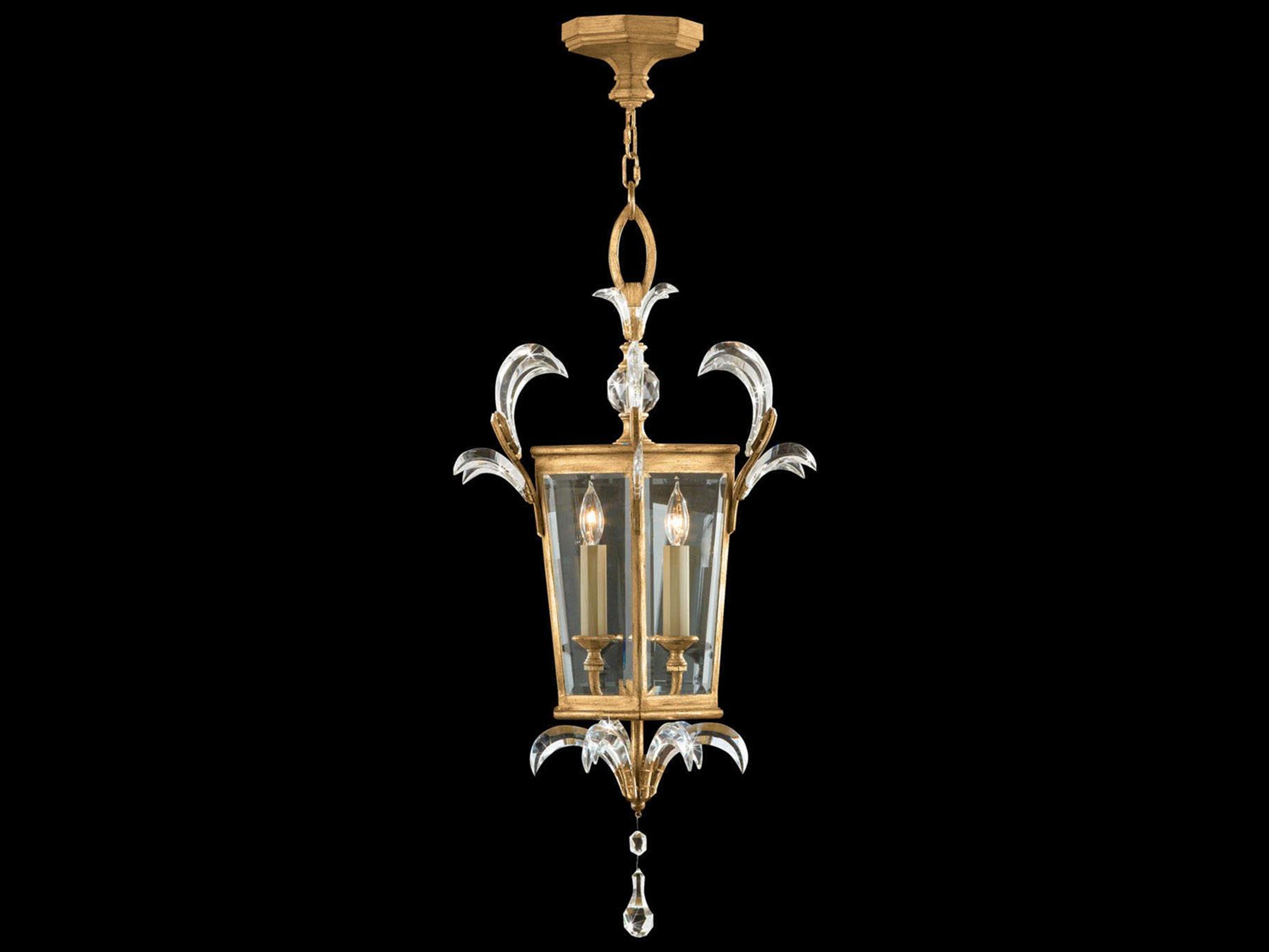 Fine Art Handcrafted Lighting Beveled Arcs 3-Light Gold Crystal Pendant