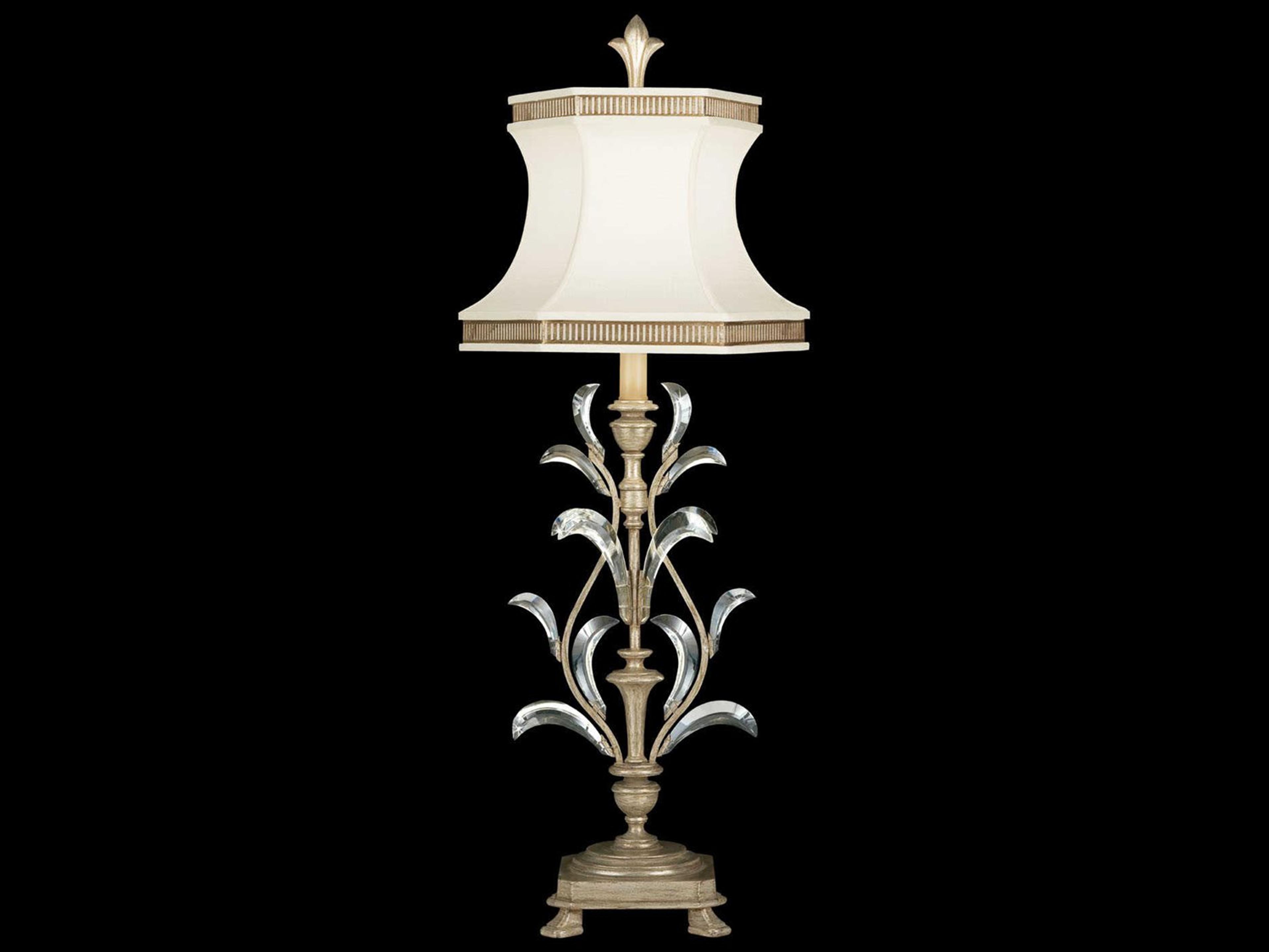 Fine Art Handcrafted Lighting Beveled Arcs Silver Crystal Table Lamp