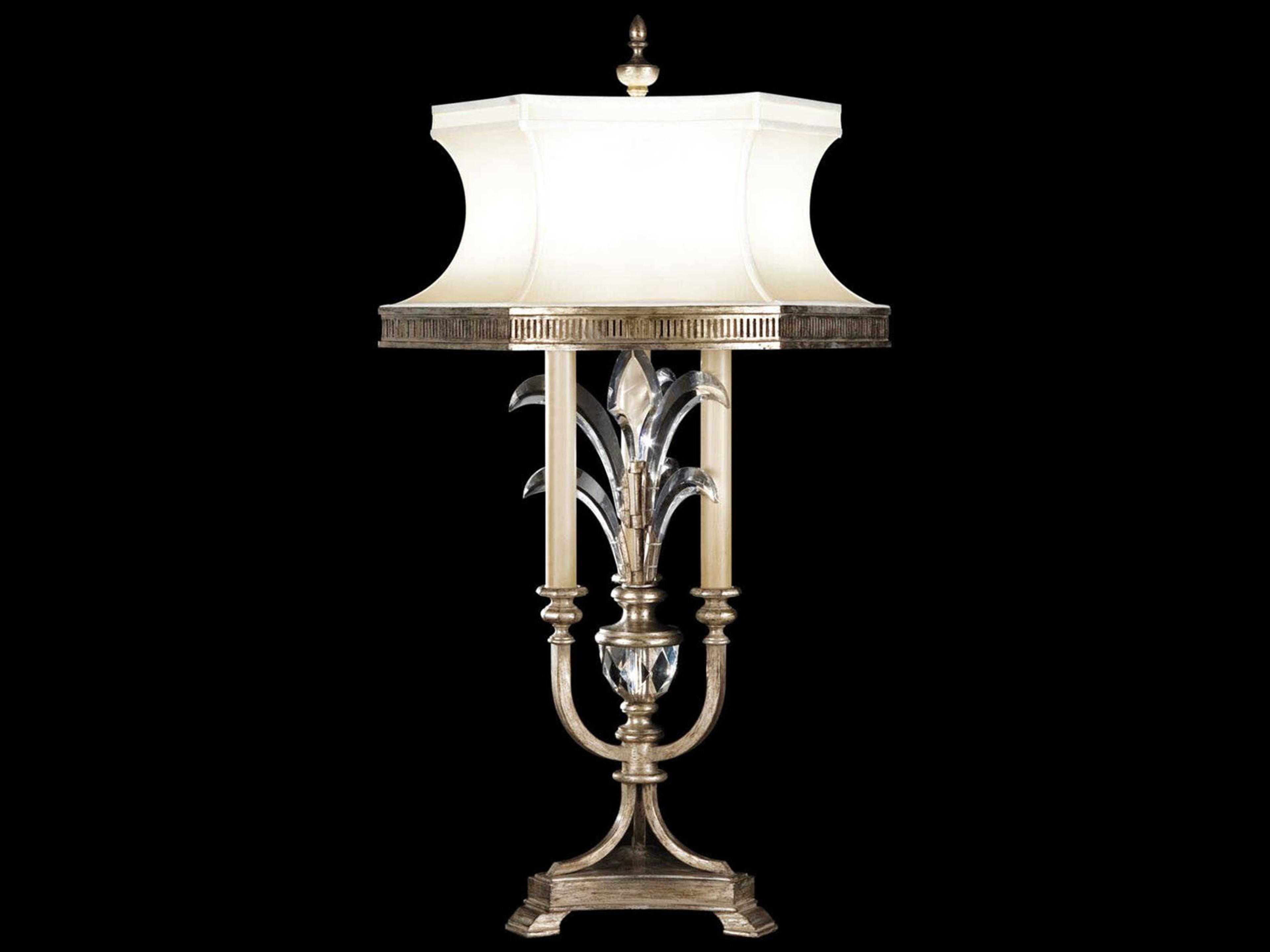 Fine Art Handcrafted Lighting Beveled Arcs Silver Crystal Table Lamp