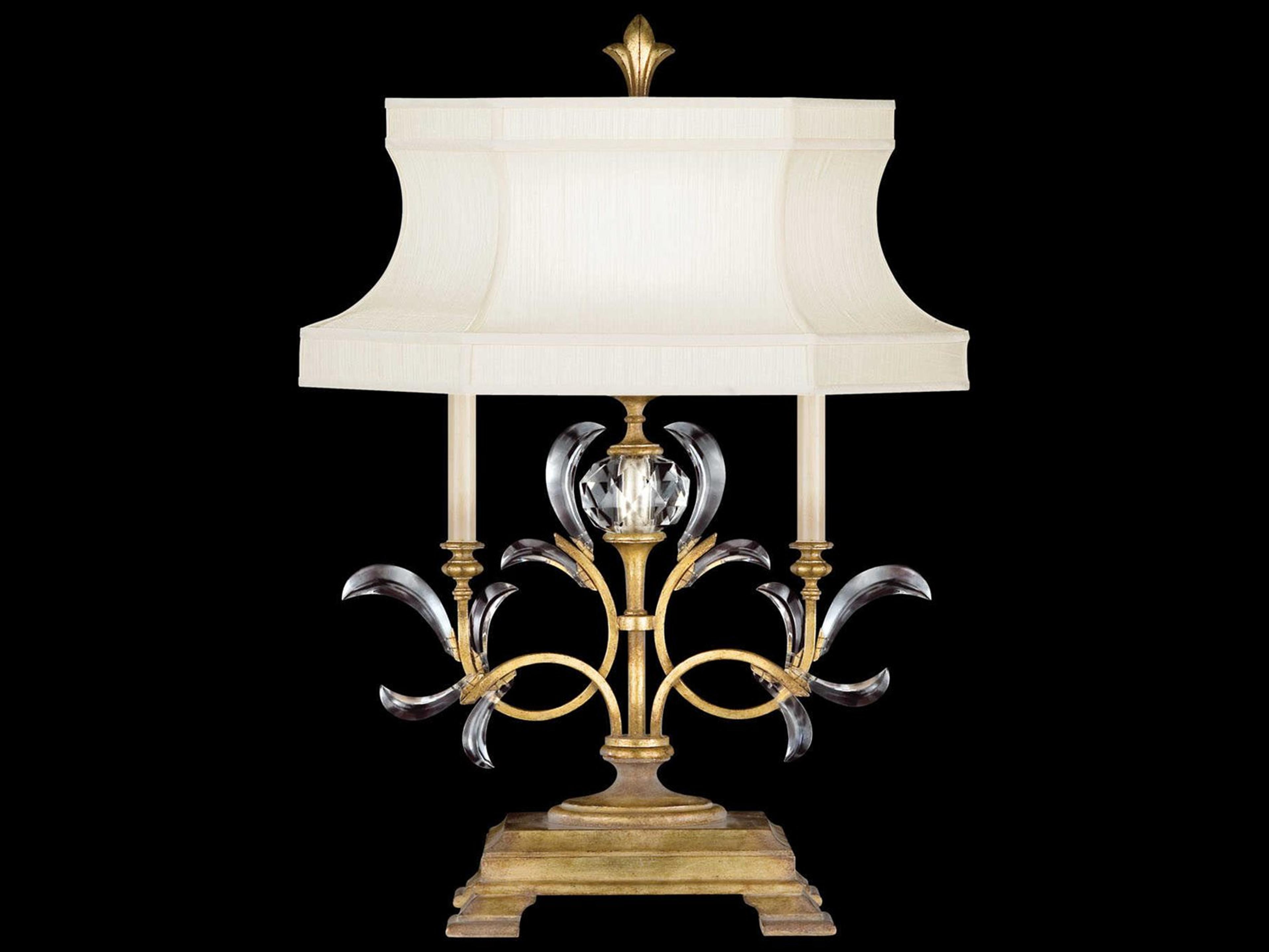 Fine Art Handcrafted Lighting Beveled Arcs Gold Crystal Table Lamp
