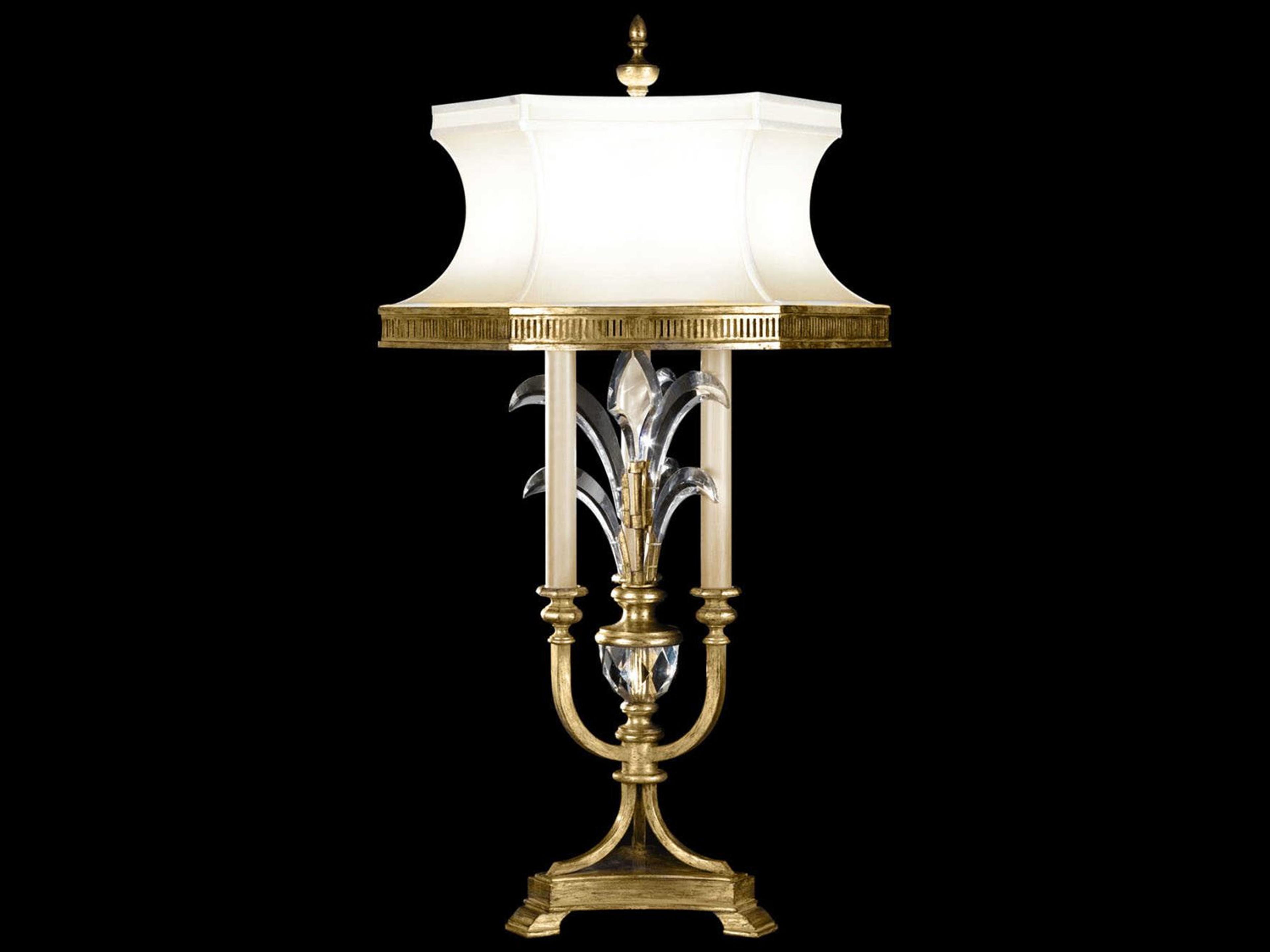 Fine Art Handcrafted Lighting Beveled Arcs Gold Crystal Table Lamp
