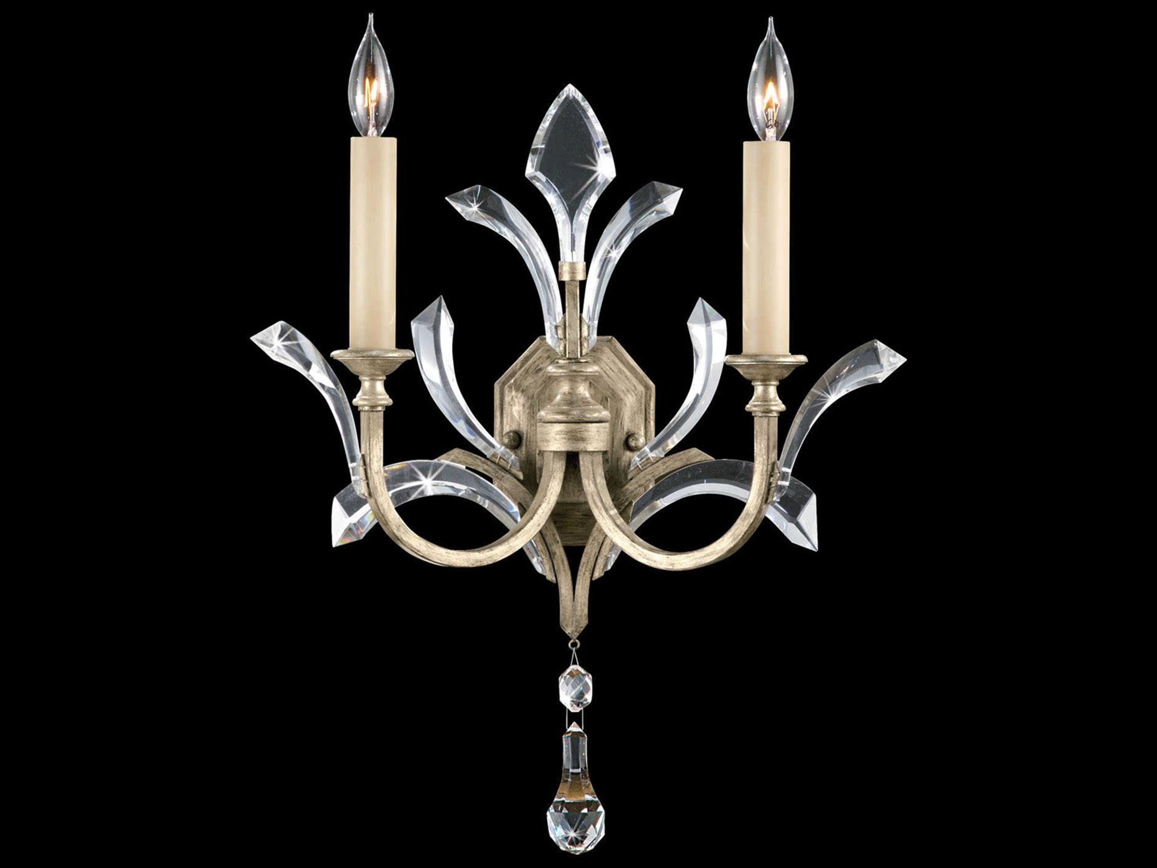 Fine Art Handcrafted Lighting Beveled Arcs Silver Crystal Wall Sconce