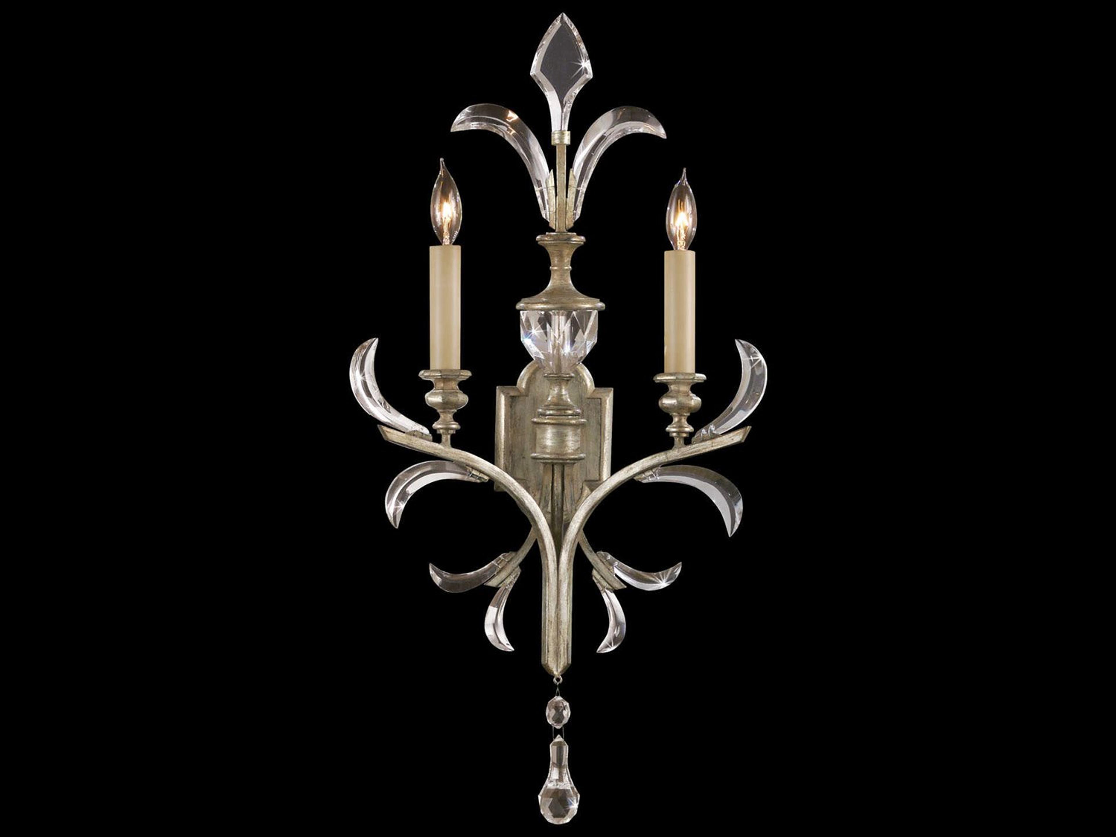 Fine Art Handcrafted Lighting Beveled Arcs Silver Crystal Wall Sconce