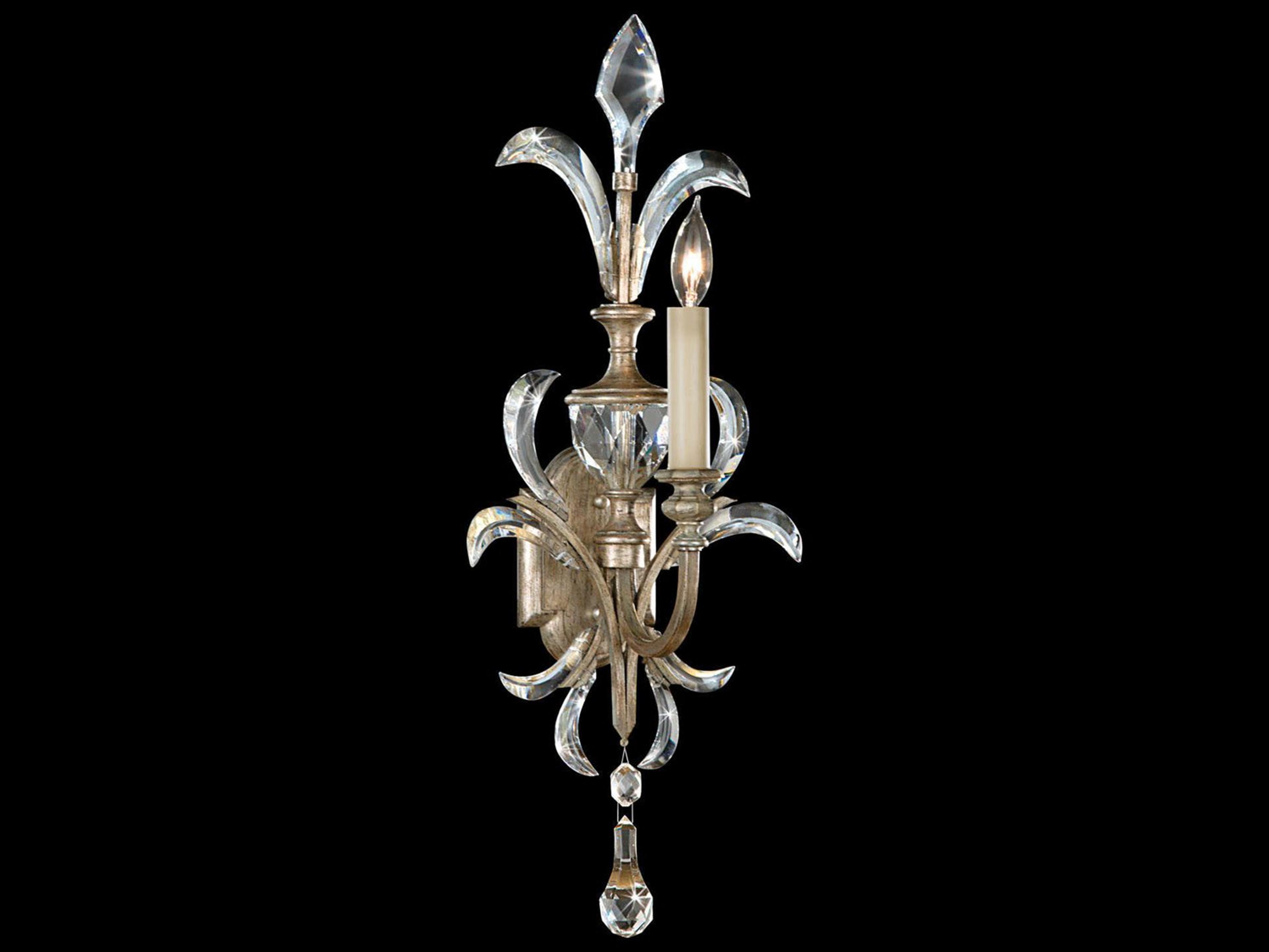 Fine Art Handcrafted Lighting Beveled Arcs Silver Crystal Wall Sconce