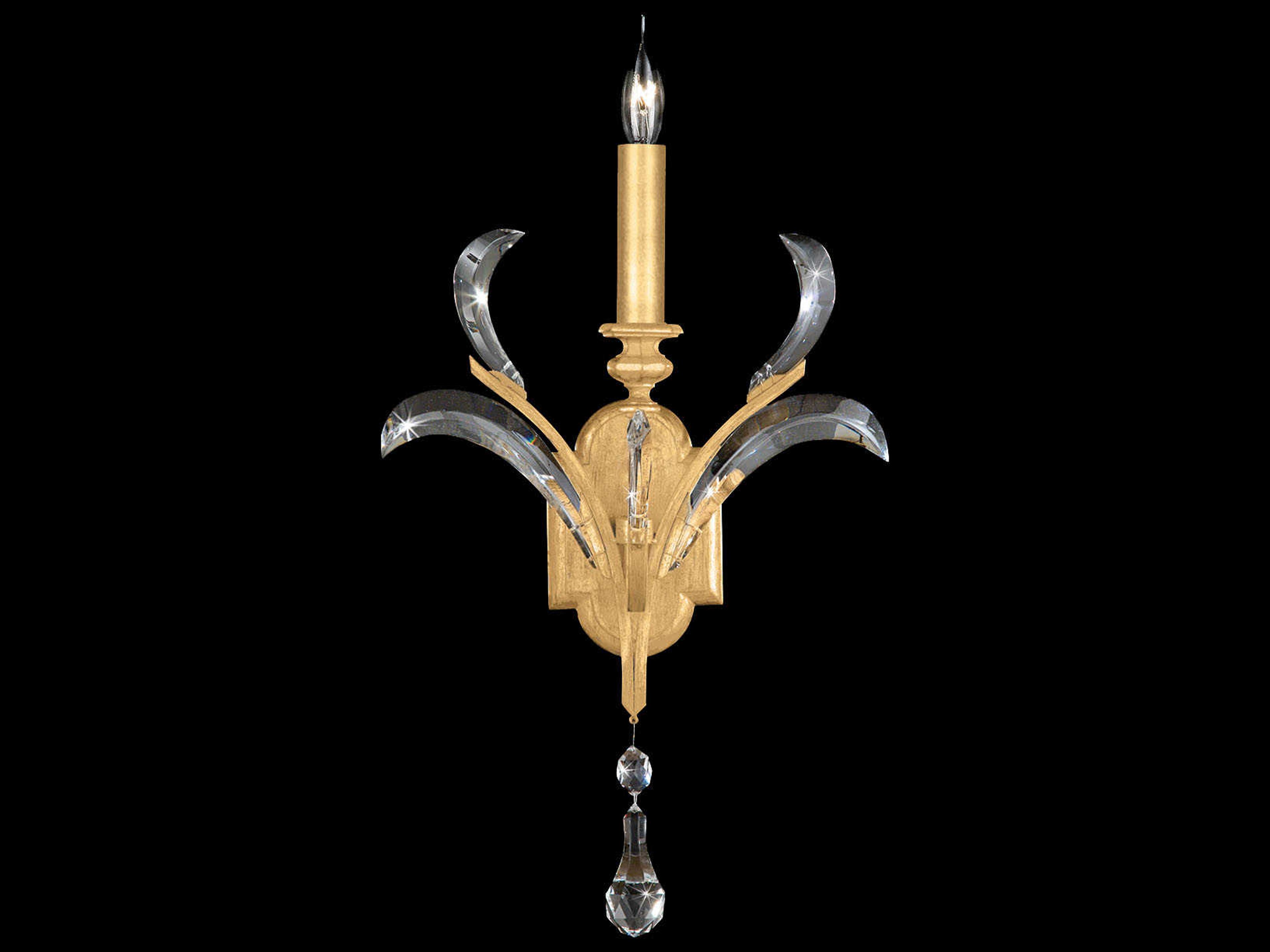 Fine Art Handcrafted Lighting Beveled Arcs 1-Light Gold Leaf Crystal Wall Sconce