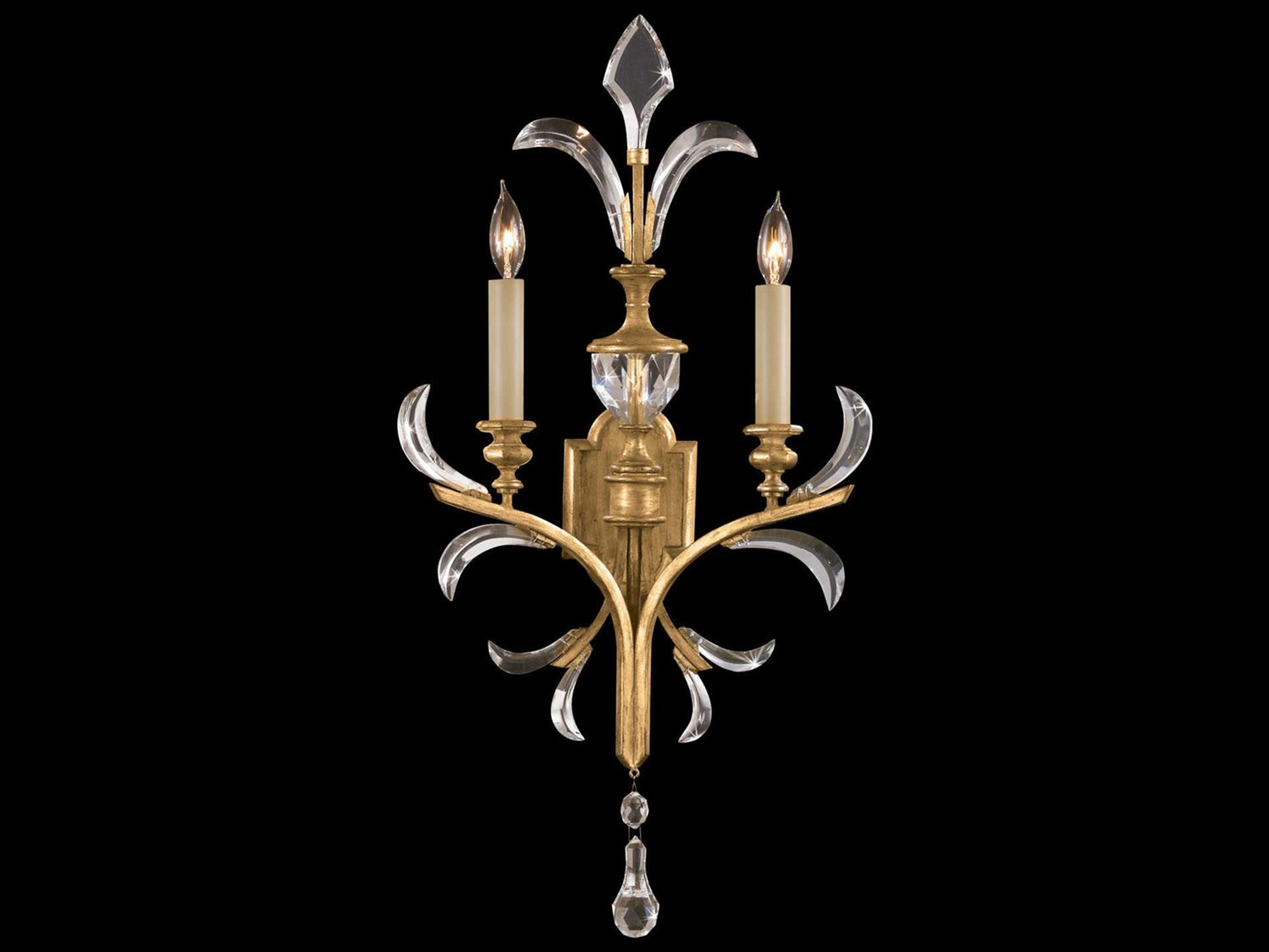 Fine Art Handcrafted Lighting Beveled Arcs Gold Crystal Wall Sconce