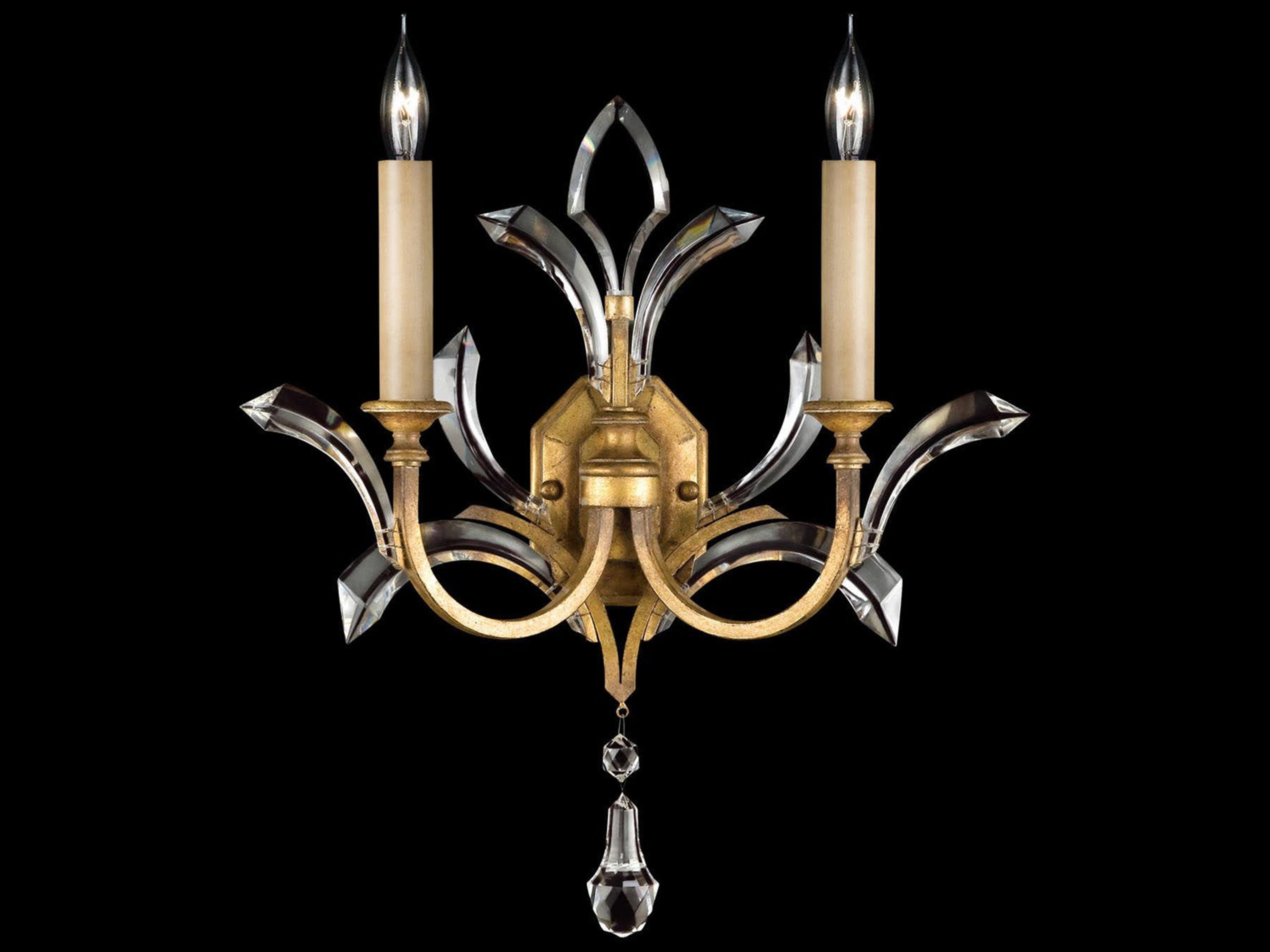 Fine Art Handcrafted Lighting Beveled Arcs Gold Crystal Wall Sconce