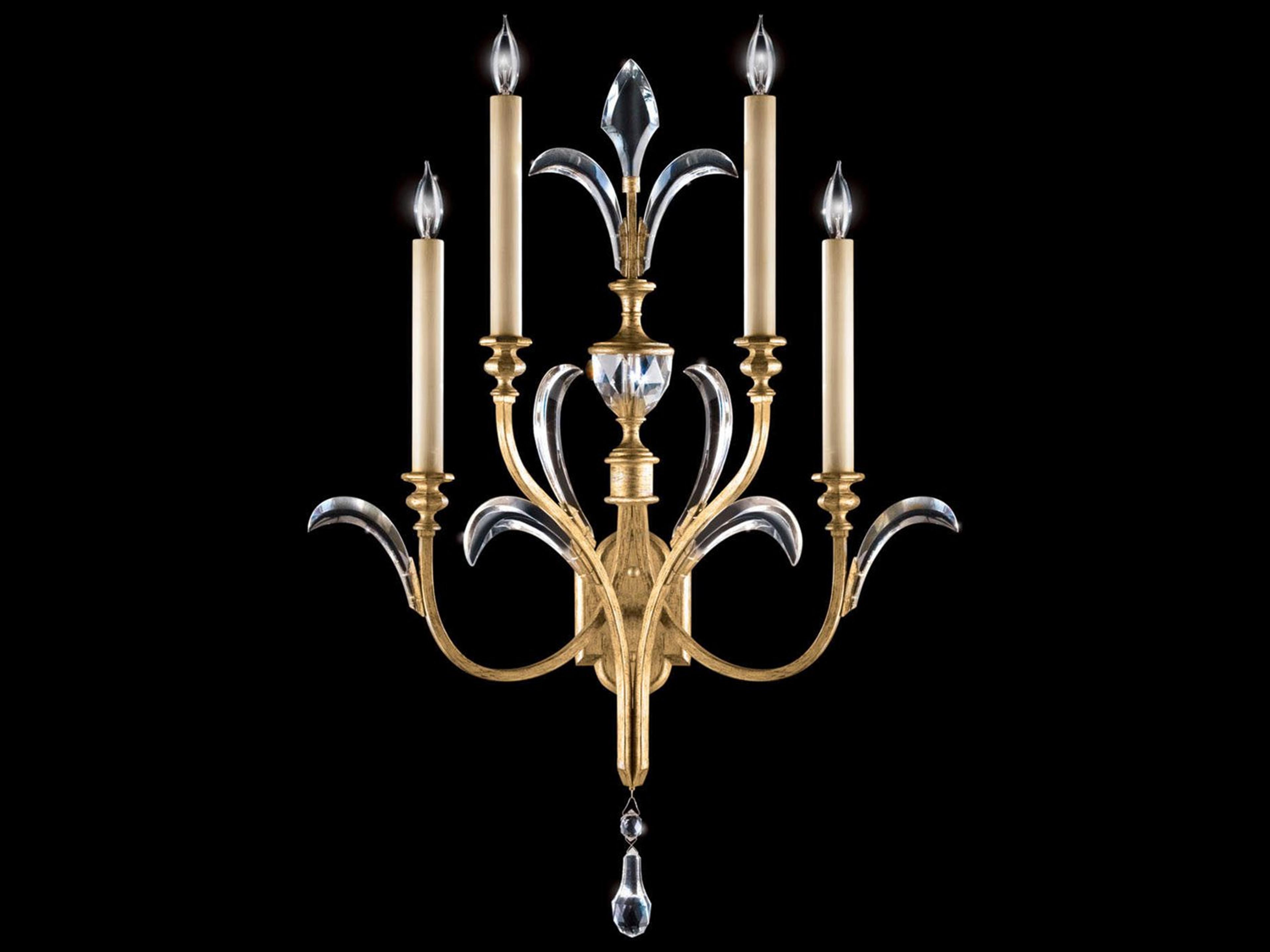 Fine Art Handcrafted Lighting Beveled Arcs Gold Crystal Wall Sconce