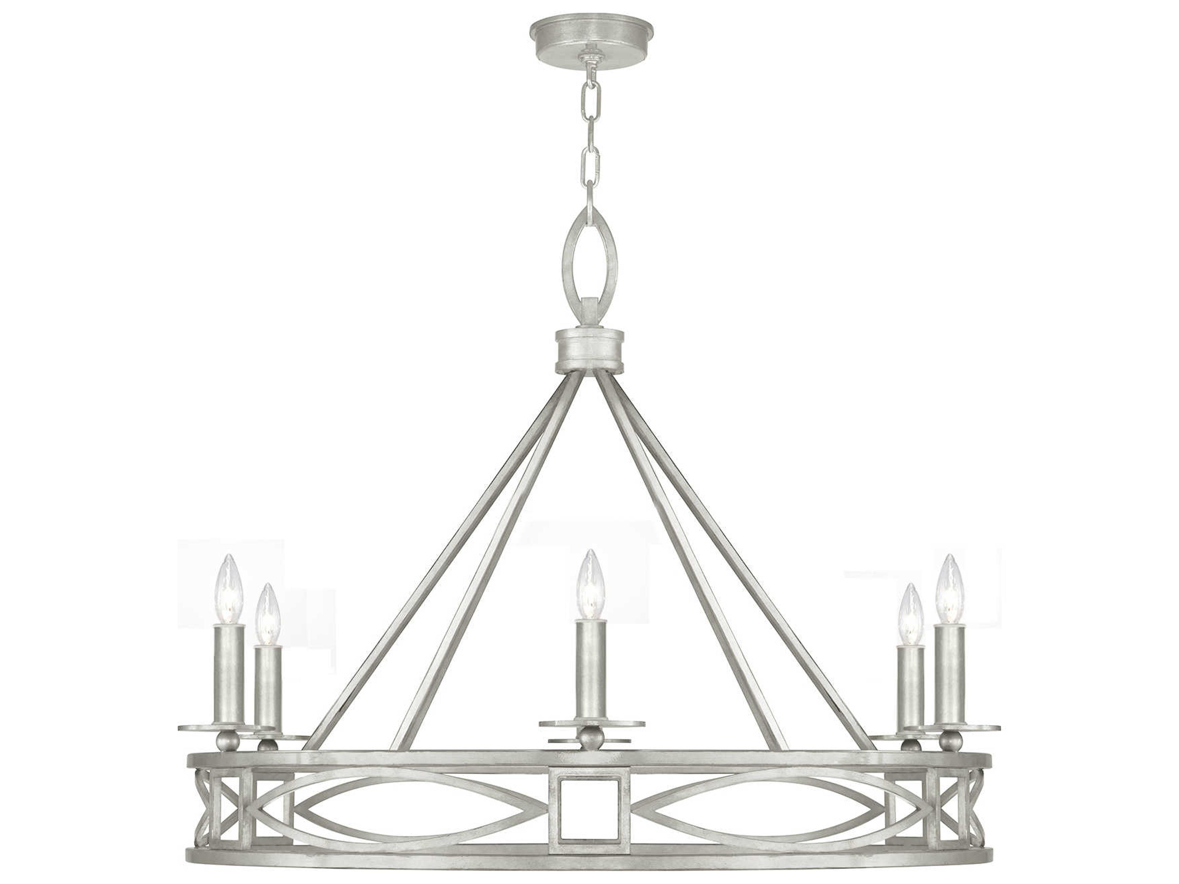 Fine Art Handcrafted Lighting Cienfuegos 6-Light Silver Leaf Candelabra Chandelier