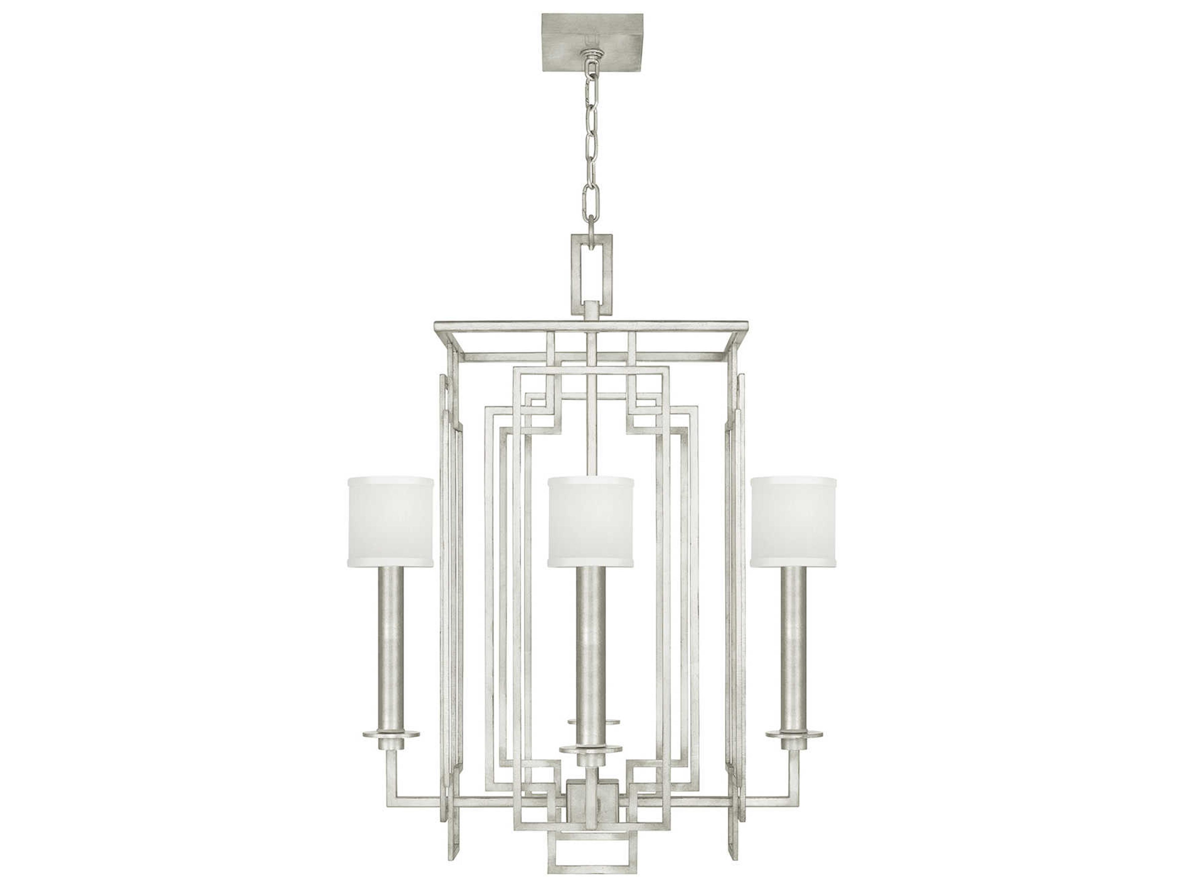 Fine Art Handcrafted Lighting Cienfuegos 4-Light Silver Leaf Empire Chandelier