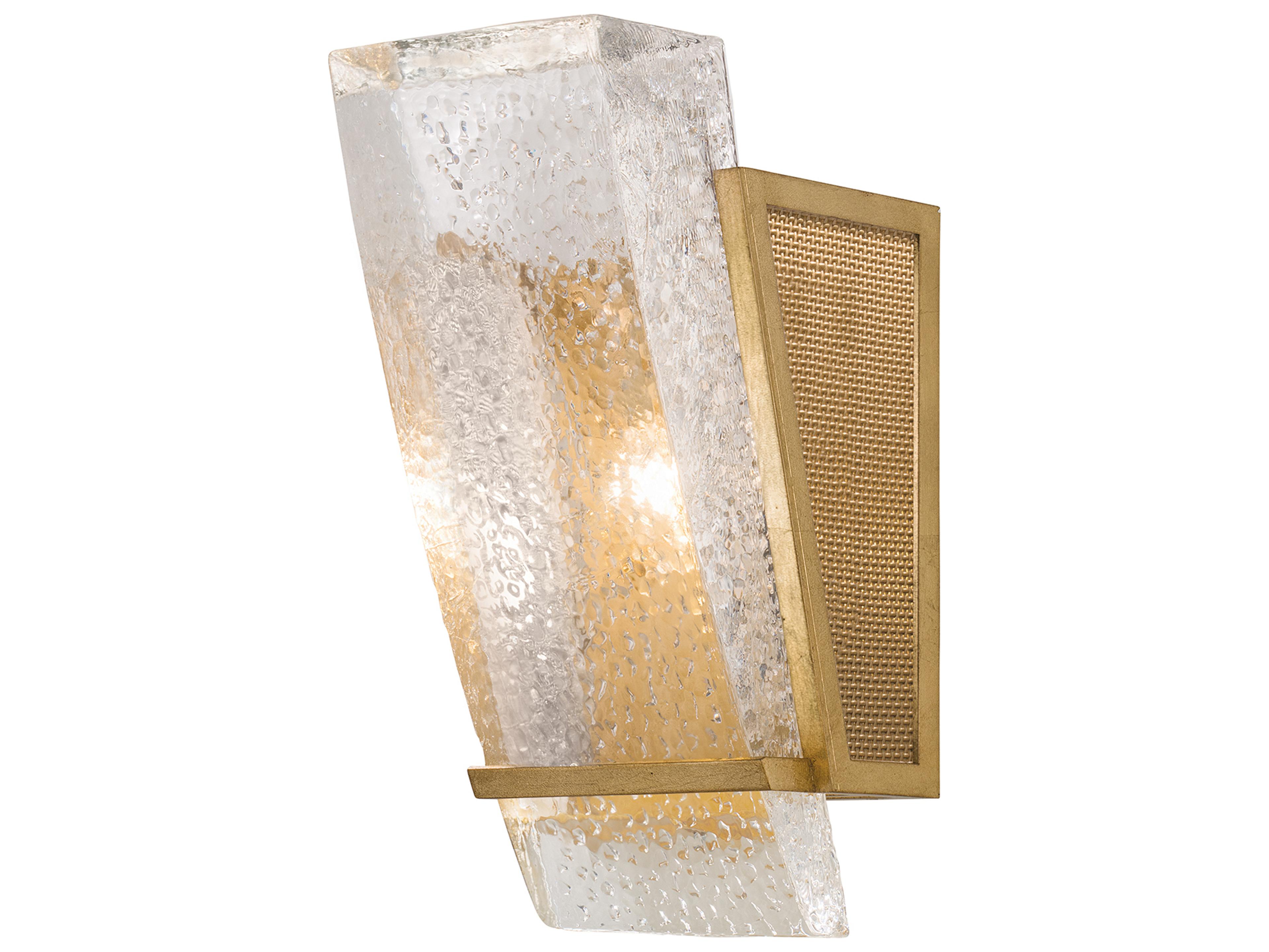 Fine Art Handcrafted Lighting Crownstone 1-Light Gold Leaf Glass Wall Sconce