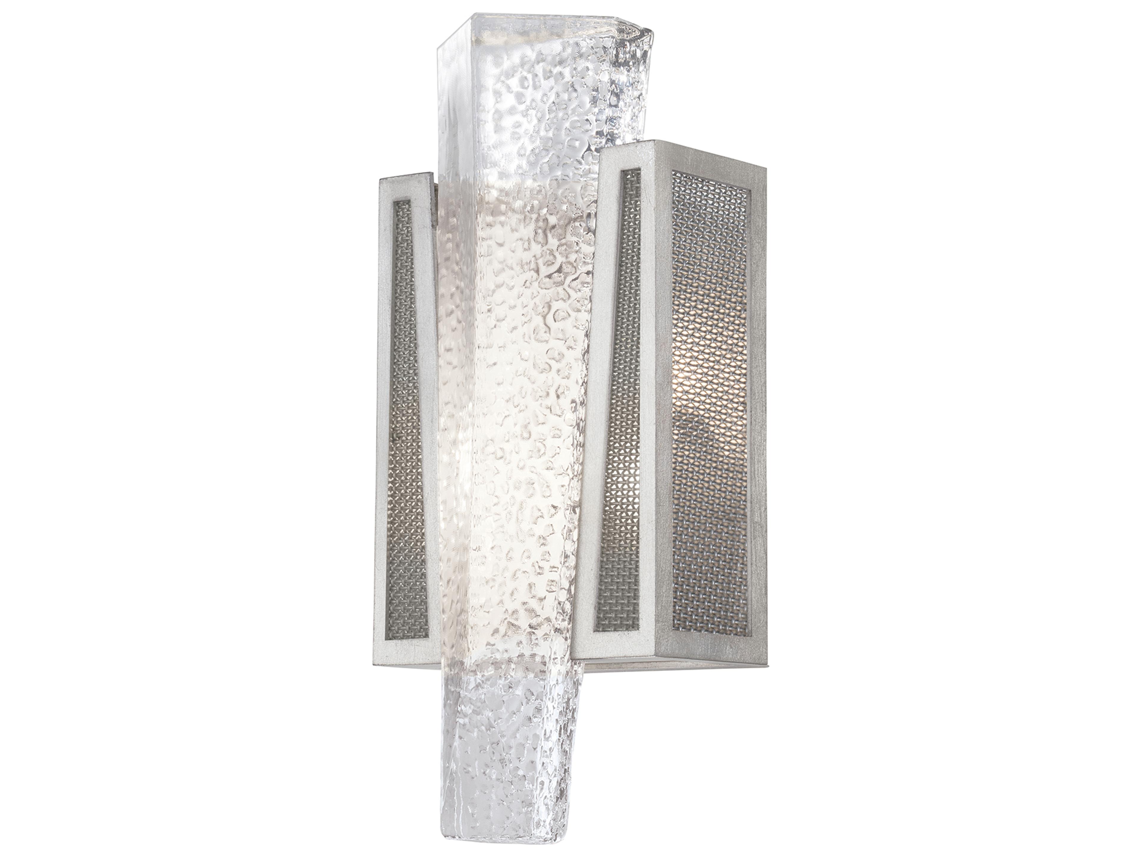 Fine Art Handcrafted Lighting Crownstone 1-Light Silver Leaf Glass Wall Sconce