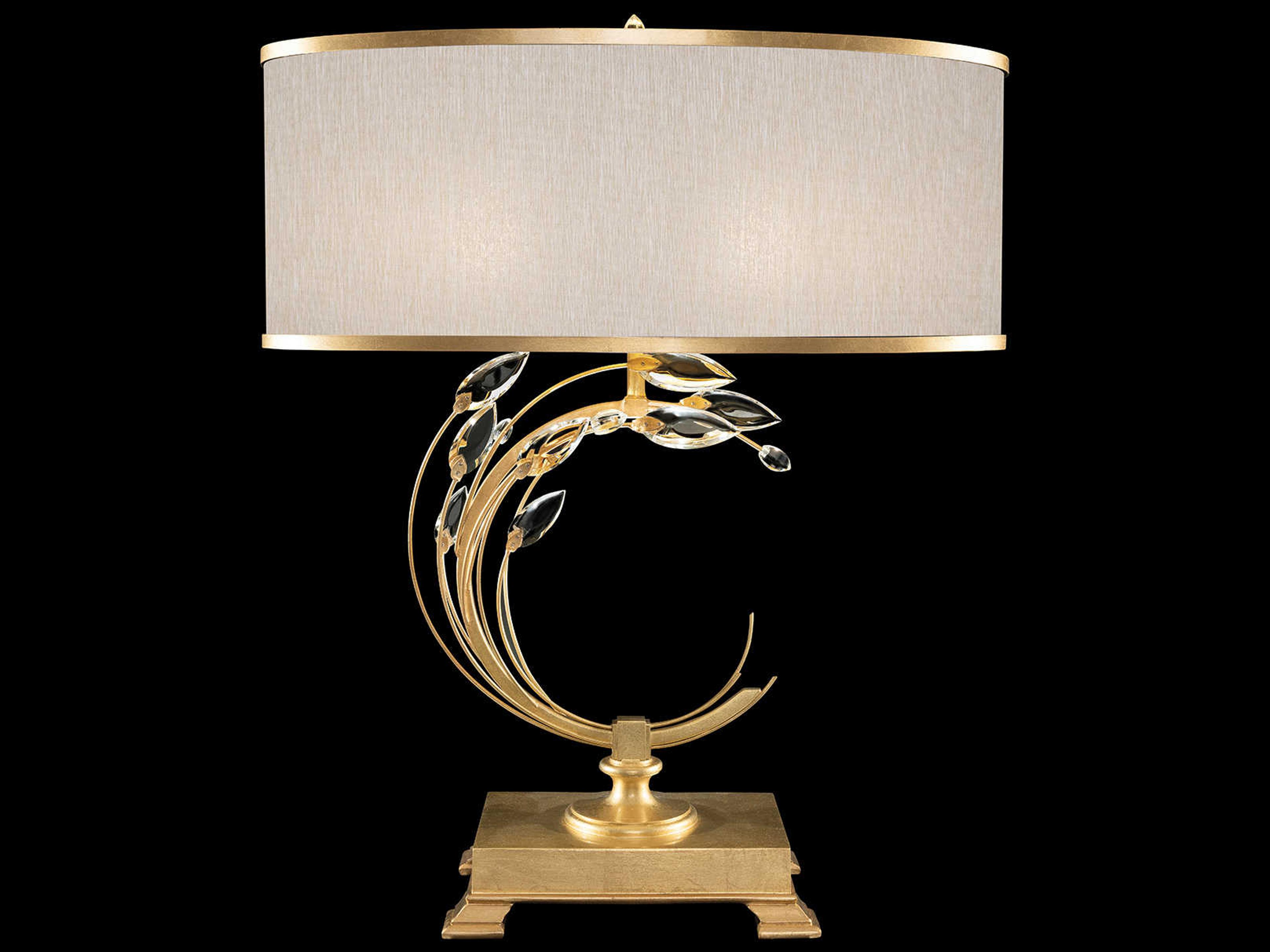 Fine Art Handcrafted Lighting Crystal Laurel Gold Leaf Buffet Lamp